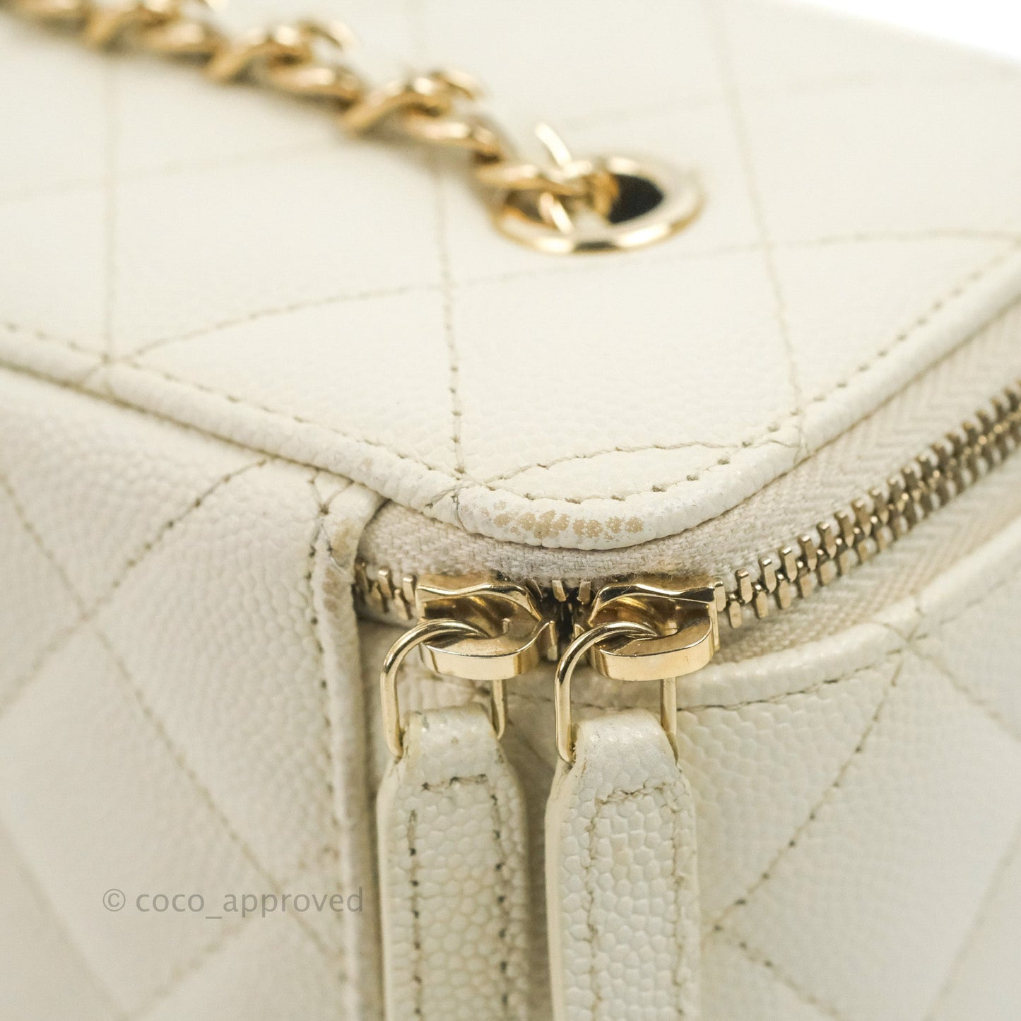 Chanel Classic Vanity with Chain Ivory Caviar Gold Hardware