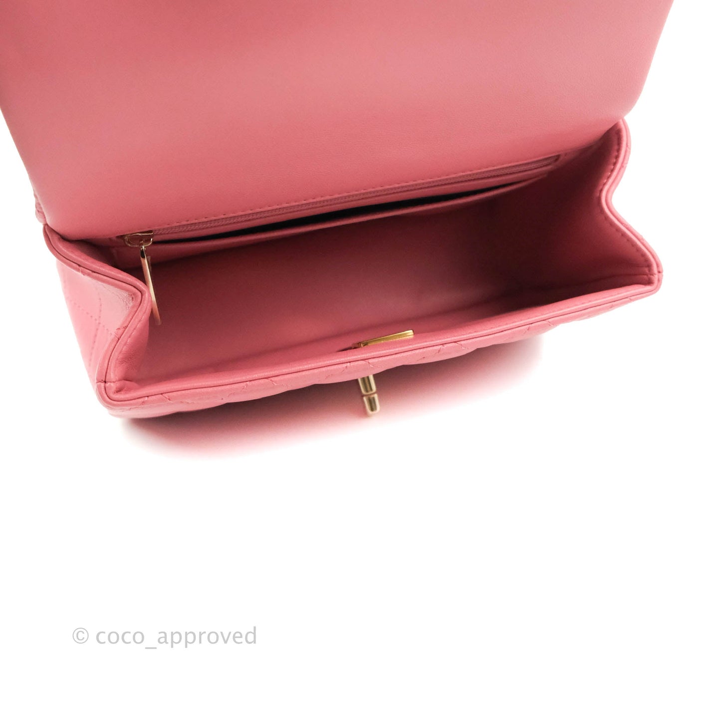 Chanel Top Handle Mini Rectangular Flap Bag Rosy Pink Lambskin Gold Hardware