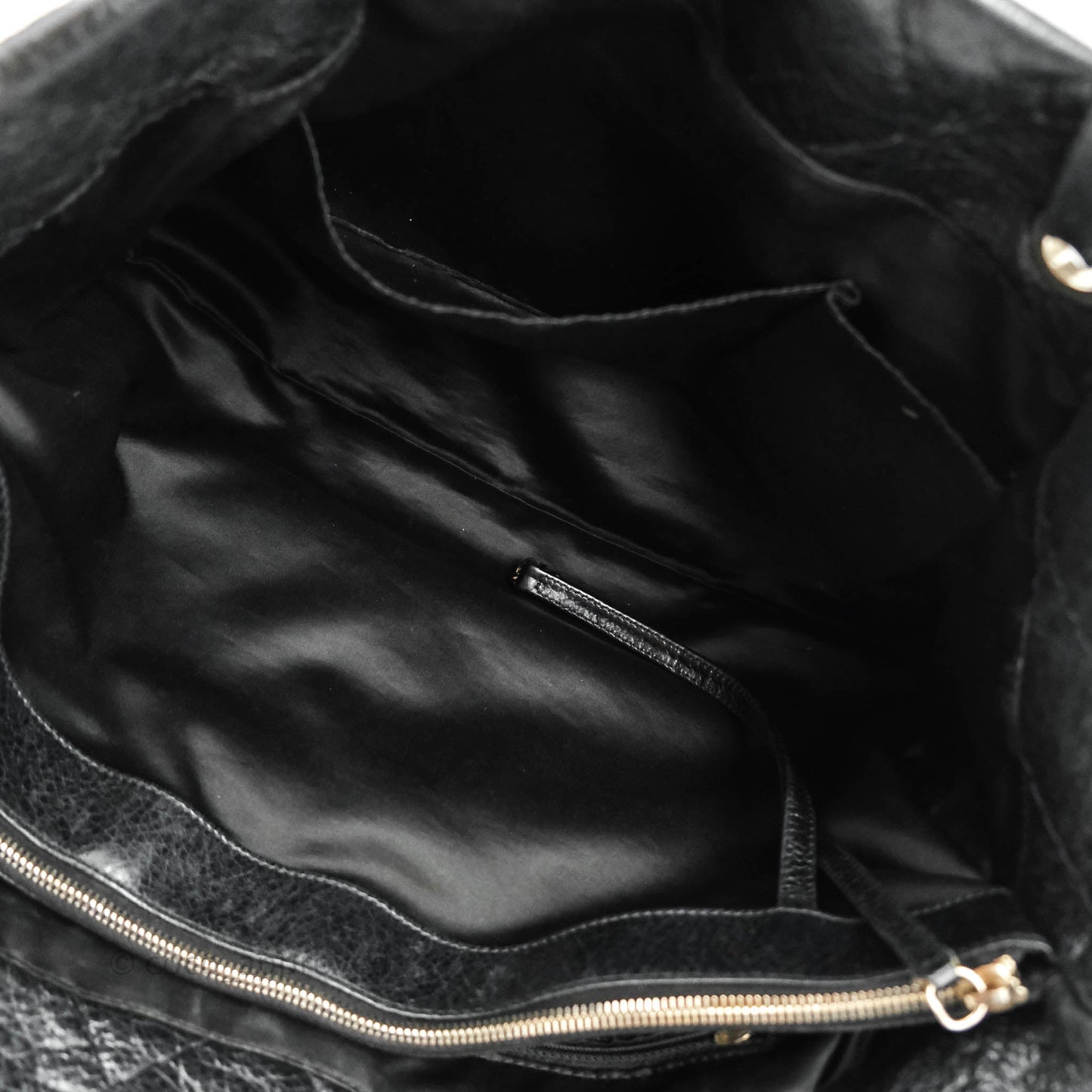 Chanel CC Flat Quilted Crumpled Calfskin Tote Bag Black Silver Hardware