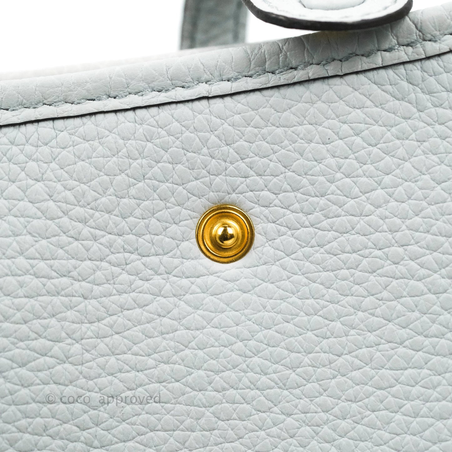 Hermès Mini Evelyne 16 Bleu Pale 08 Clemence/ Gris Etain 8F Gold Hardware