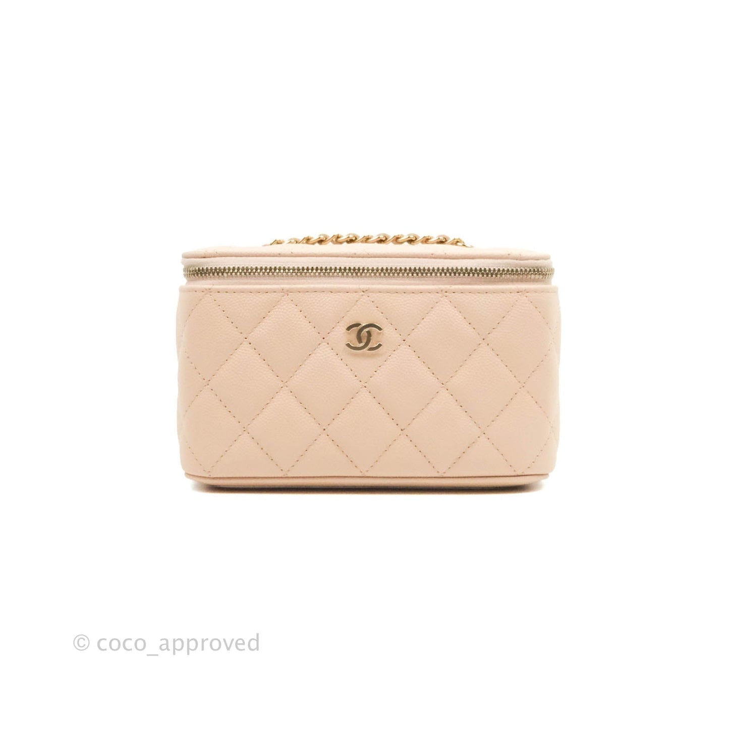 Chanel Vanity with Classic Chain Light Beige Caviar Gold Hardware 22C