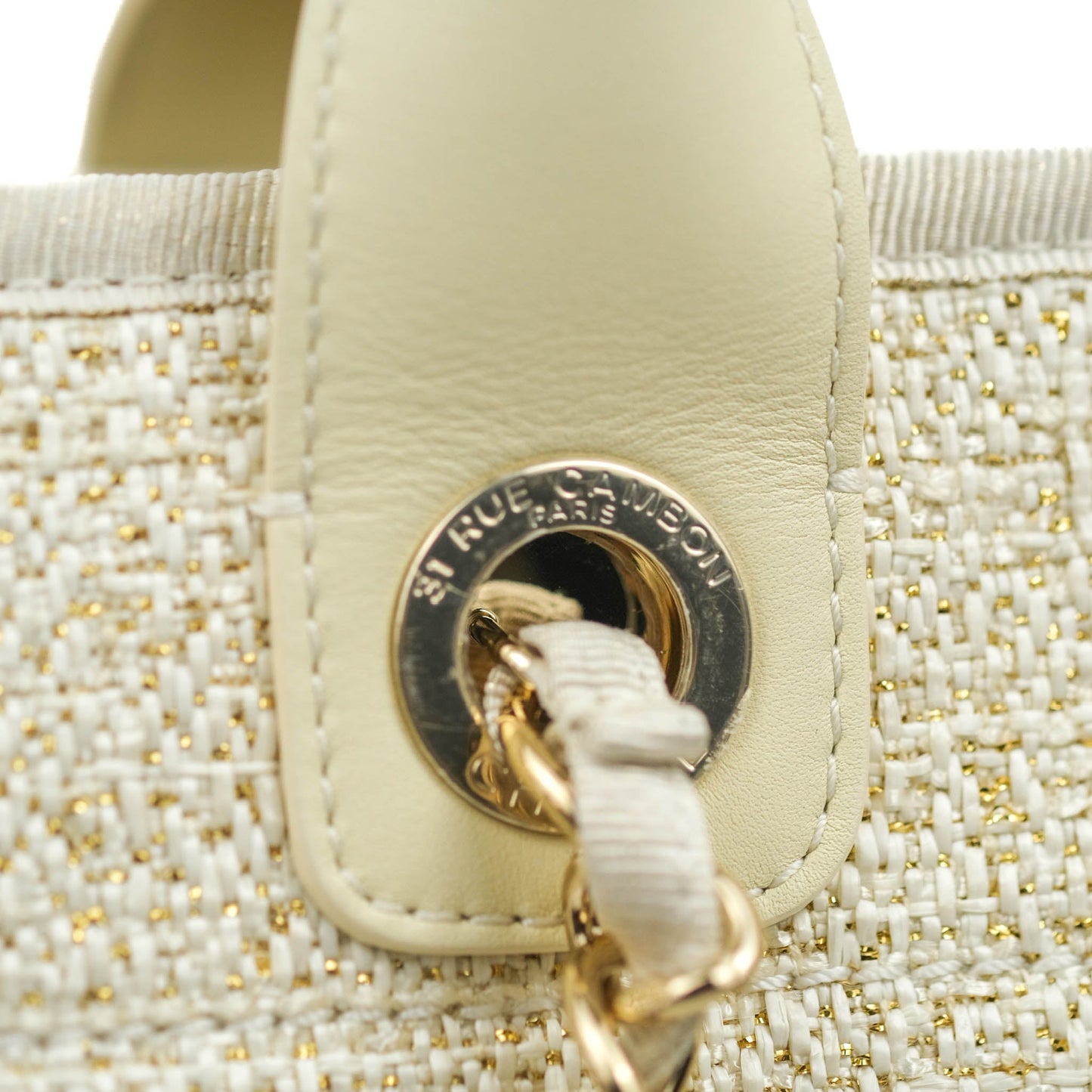Chanel Large Deauville Iridescent Gold Beige Canvas Gold Hardware
