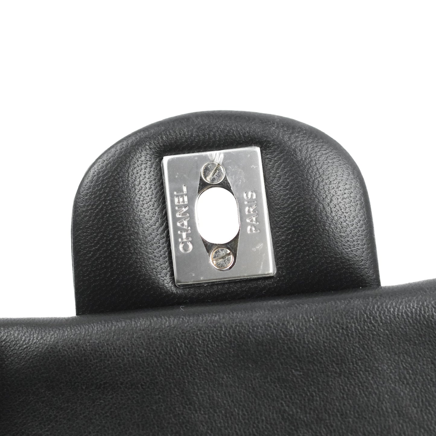 Chanel Mini Square Black Lambskin Silver Hardware
