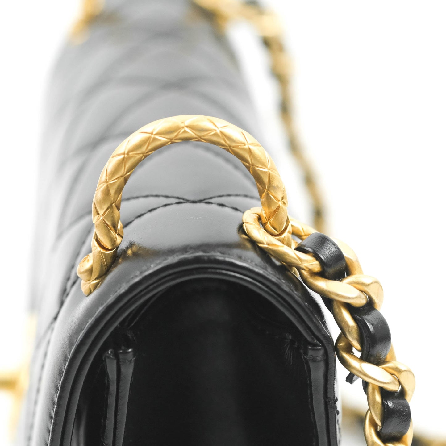 Chanel Mini Flap Bag Black Calfskin Aged Gold Hardware 21B