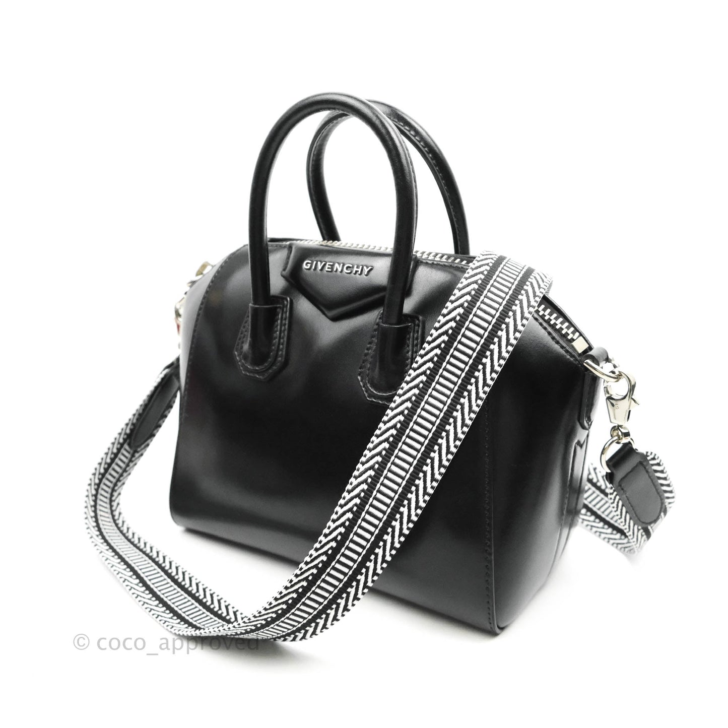 Givenchy Antigona Black Glazed Calfskin Silver Hardware