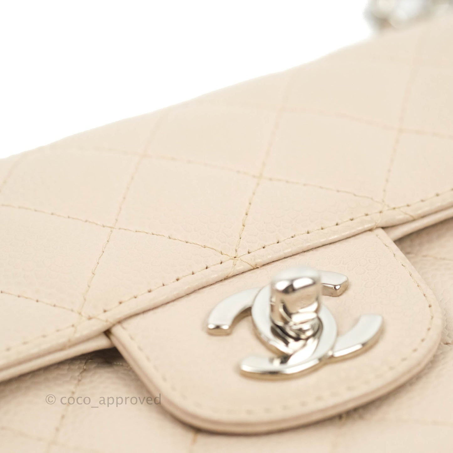 Chanel Quilted East West Flap Pale Pink Caviar Silver Hardware