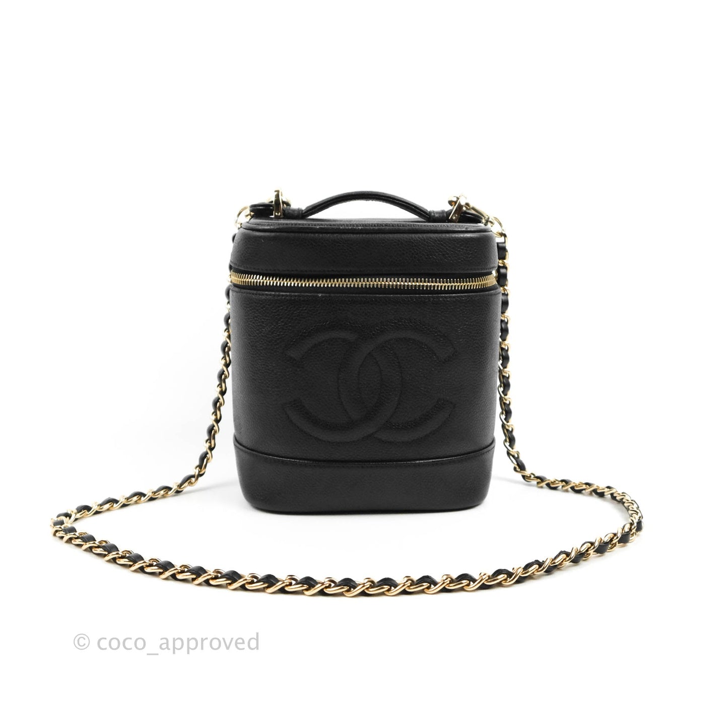Chanel Vintage Vanity Case Black Caviar Gold Hardware