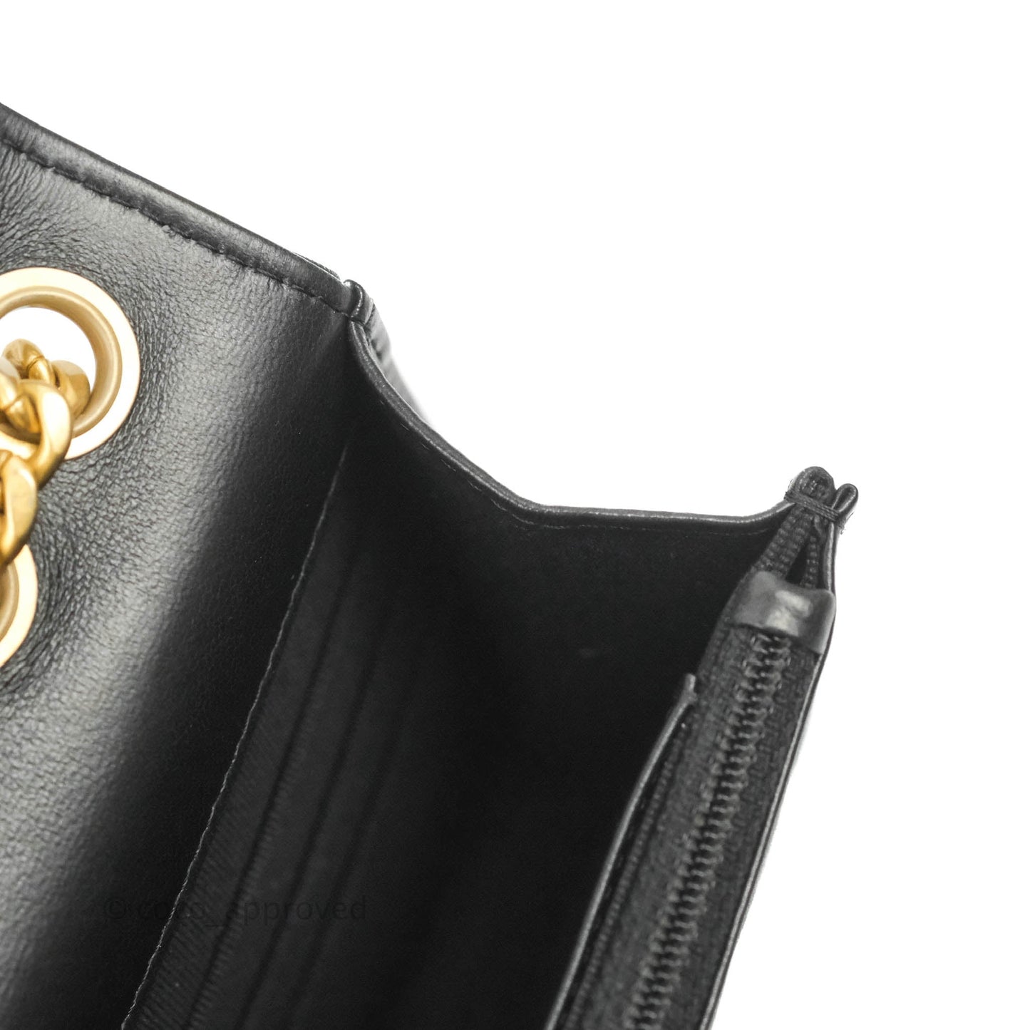 Chanel Quilted Wallet on Chain WOC Adjustable Chain Black Lambskin Aged Gold Hardware 22K