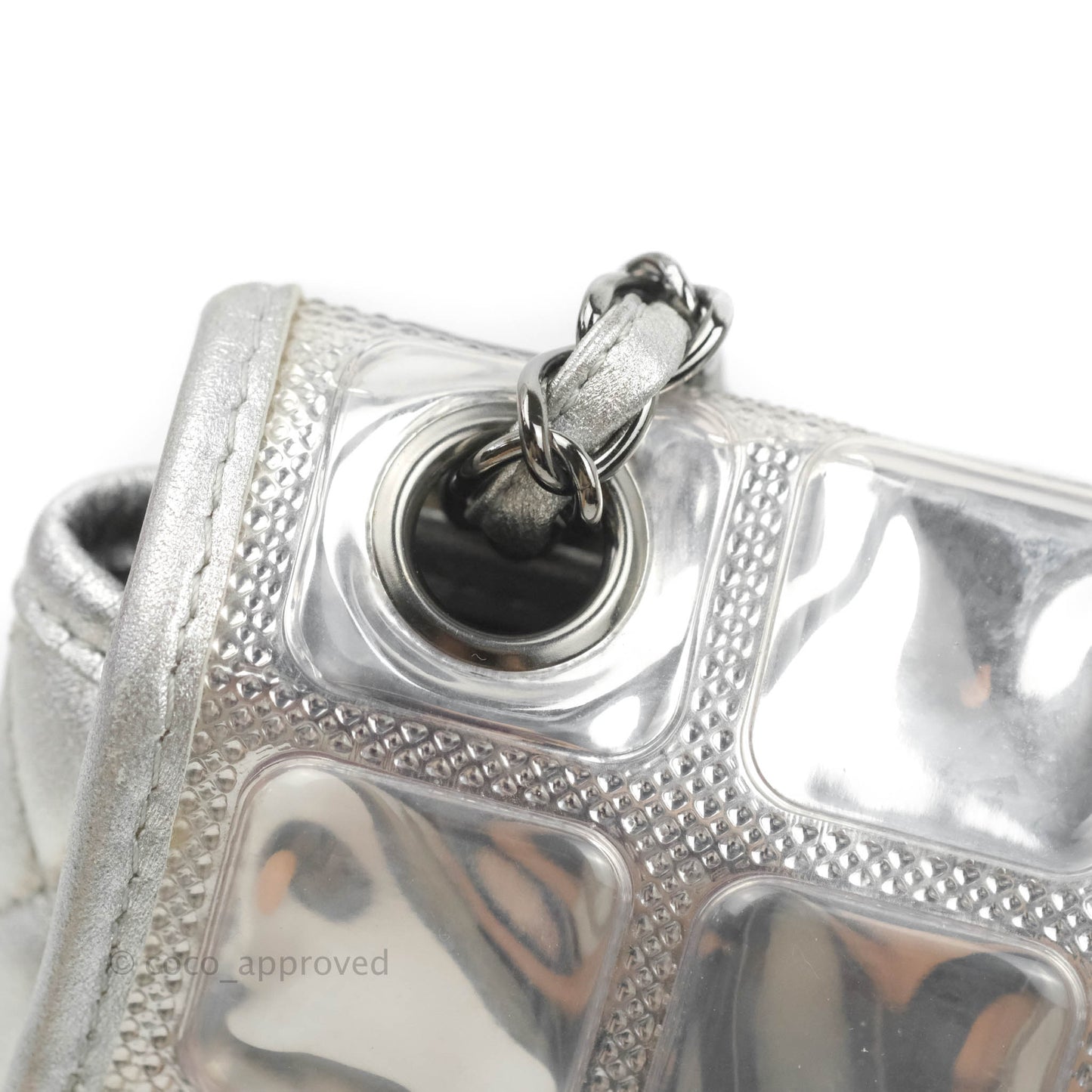 Chanel Vinyl Ice Cube Flap Bag Metallic Silver Silver Hardware