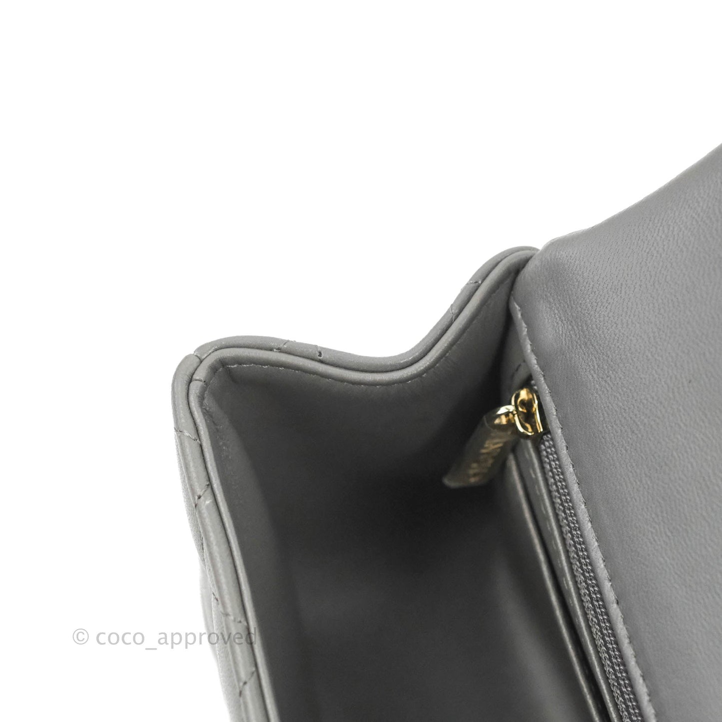 Chanel Top Handle Mini Rectangular Flap Bag Grey Lambskin Gold Hardware