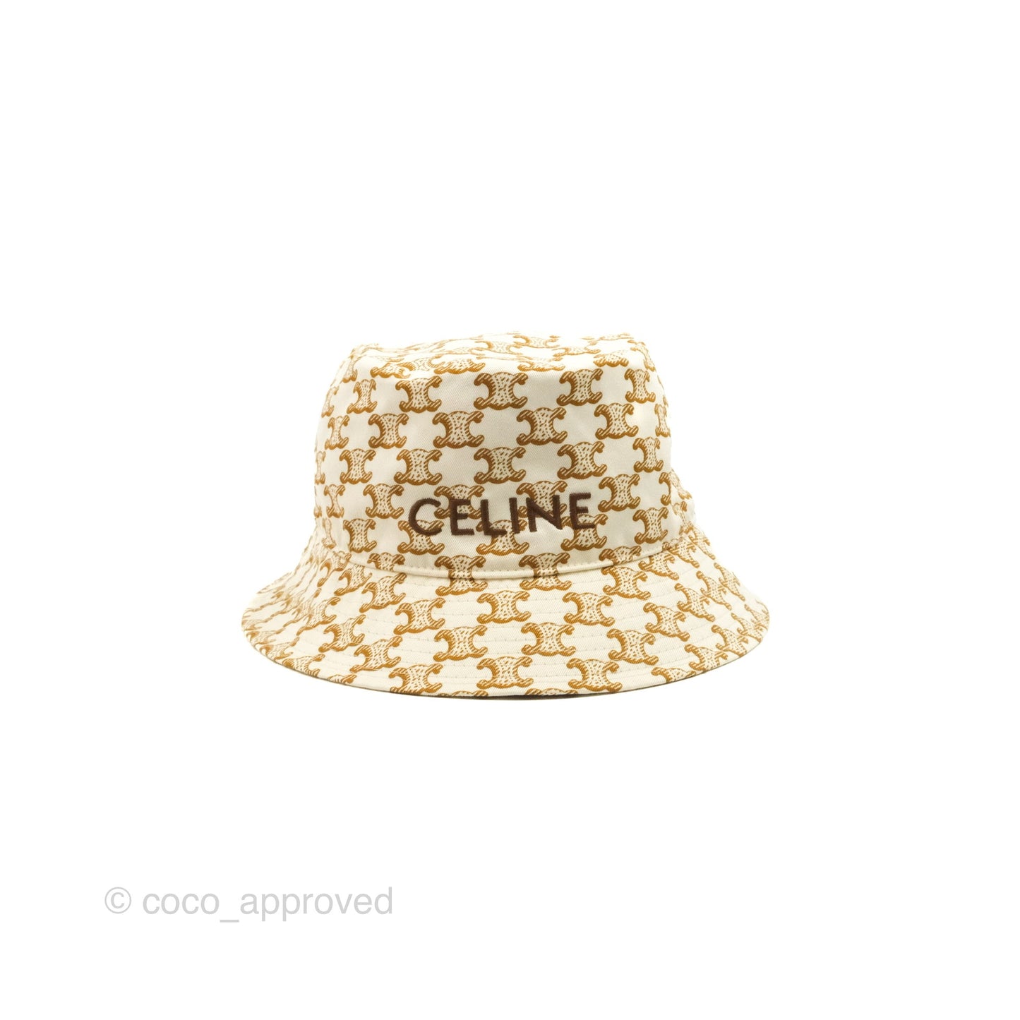 Celine Bucket Hat Triomphe Print Crème / Mordoré