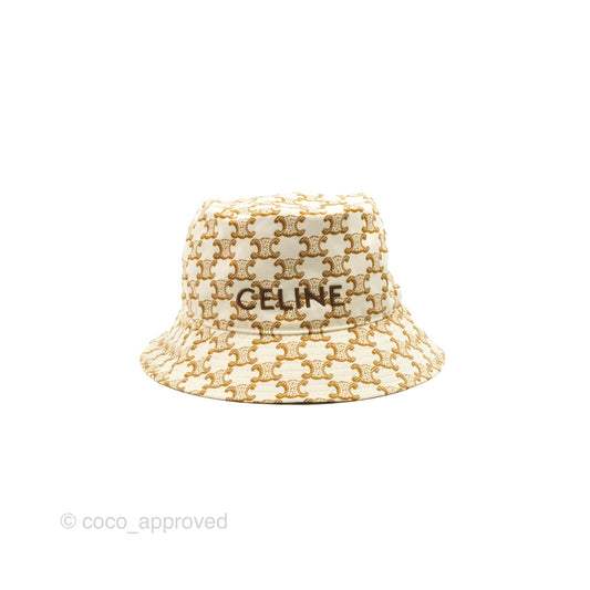 Celine Bucket Hat Triomphe Print Crème / Mordoré