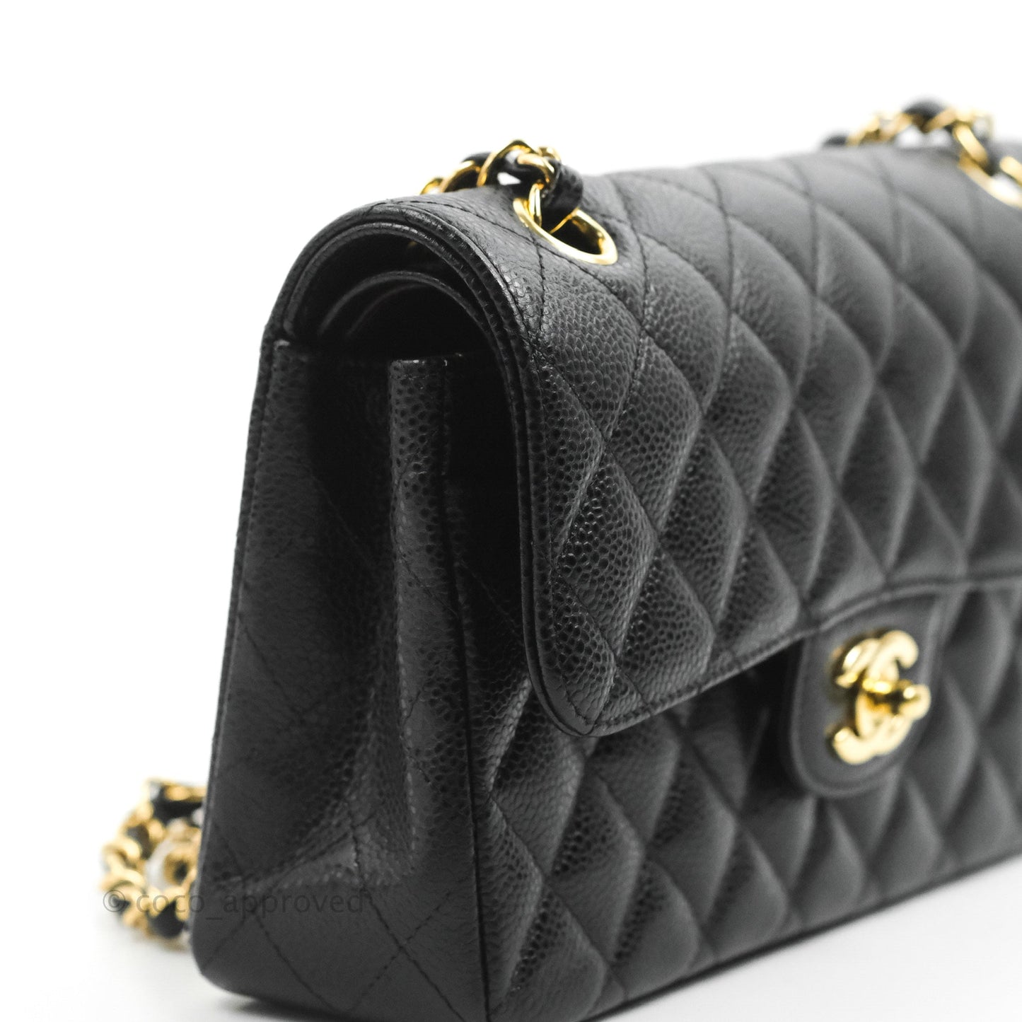 Chanel S/M Small Classic Quilted Flap Black Caviar Gold Hardware