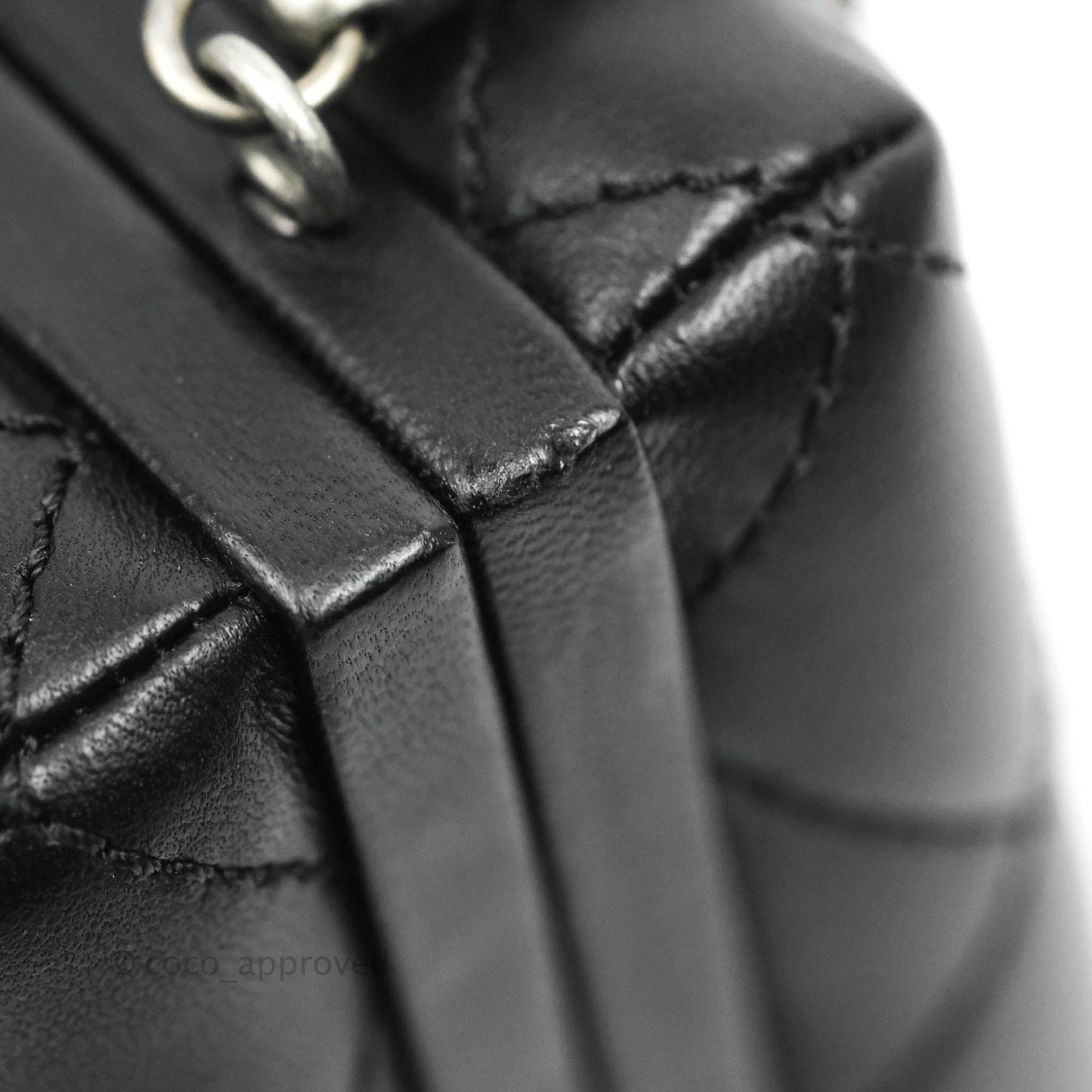 Chanel Quilted CC Kisslock Box With Chain Black Lambskin Ruthenium Hardware