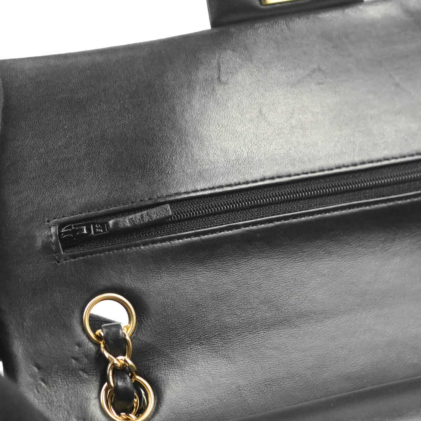Chanel Classic M/L Medium Flap Quilted Black Lambskin Gold Hardware