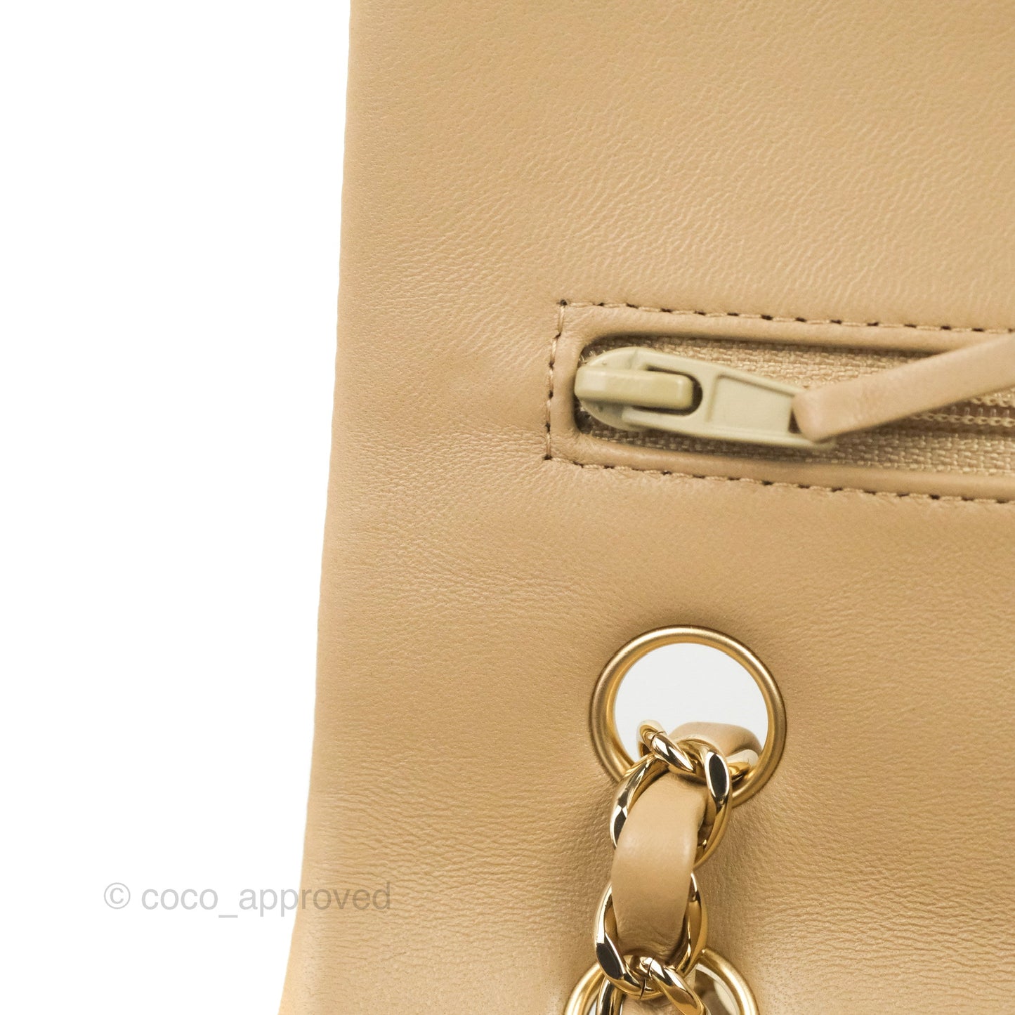 Chanel Small Classic Quilted Flap Dark Beige Lambskin Gold Hardware
