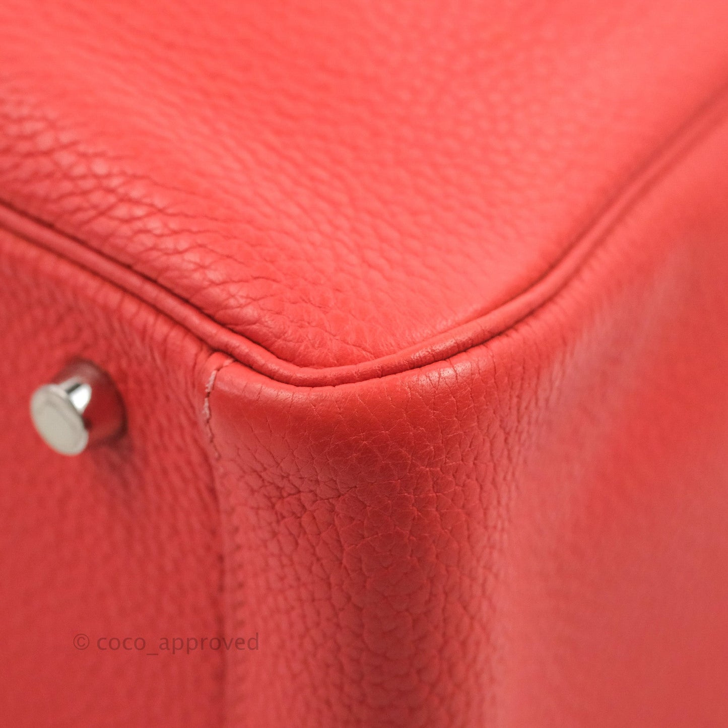 Hermès Lindy 30 Red Clemence Palladium Hardware