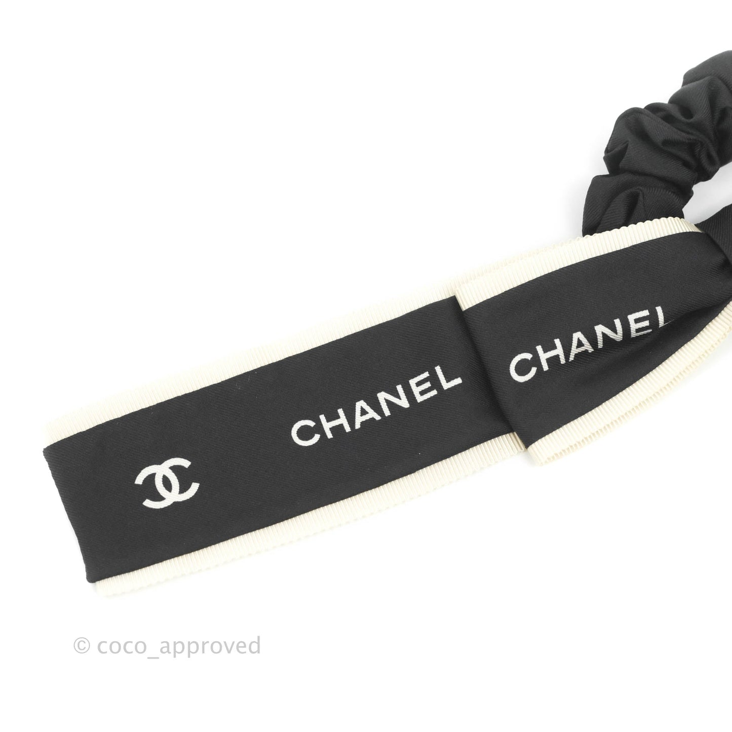 Chanel Bow Silk Hair Accessory Ivory & Black
