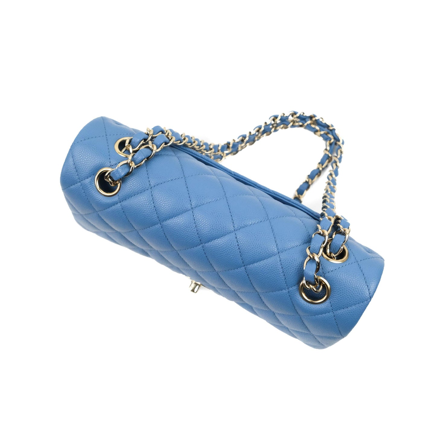 Chanel Small Classic Quilted Flap Blue Caviar Gold Hardware