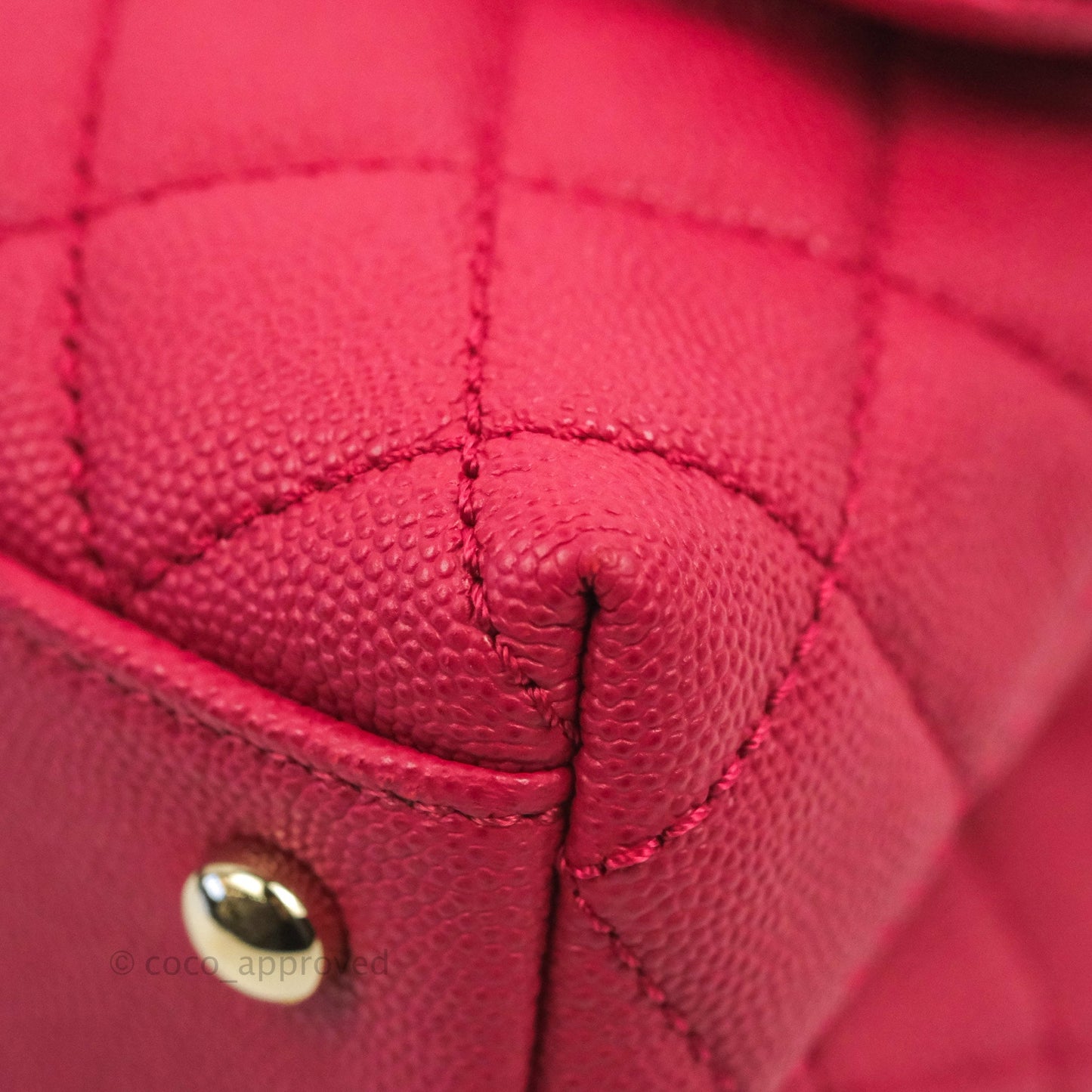 Chanel Small Coco Handle Quilted Cherry Red Caviar Gold Hardware