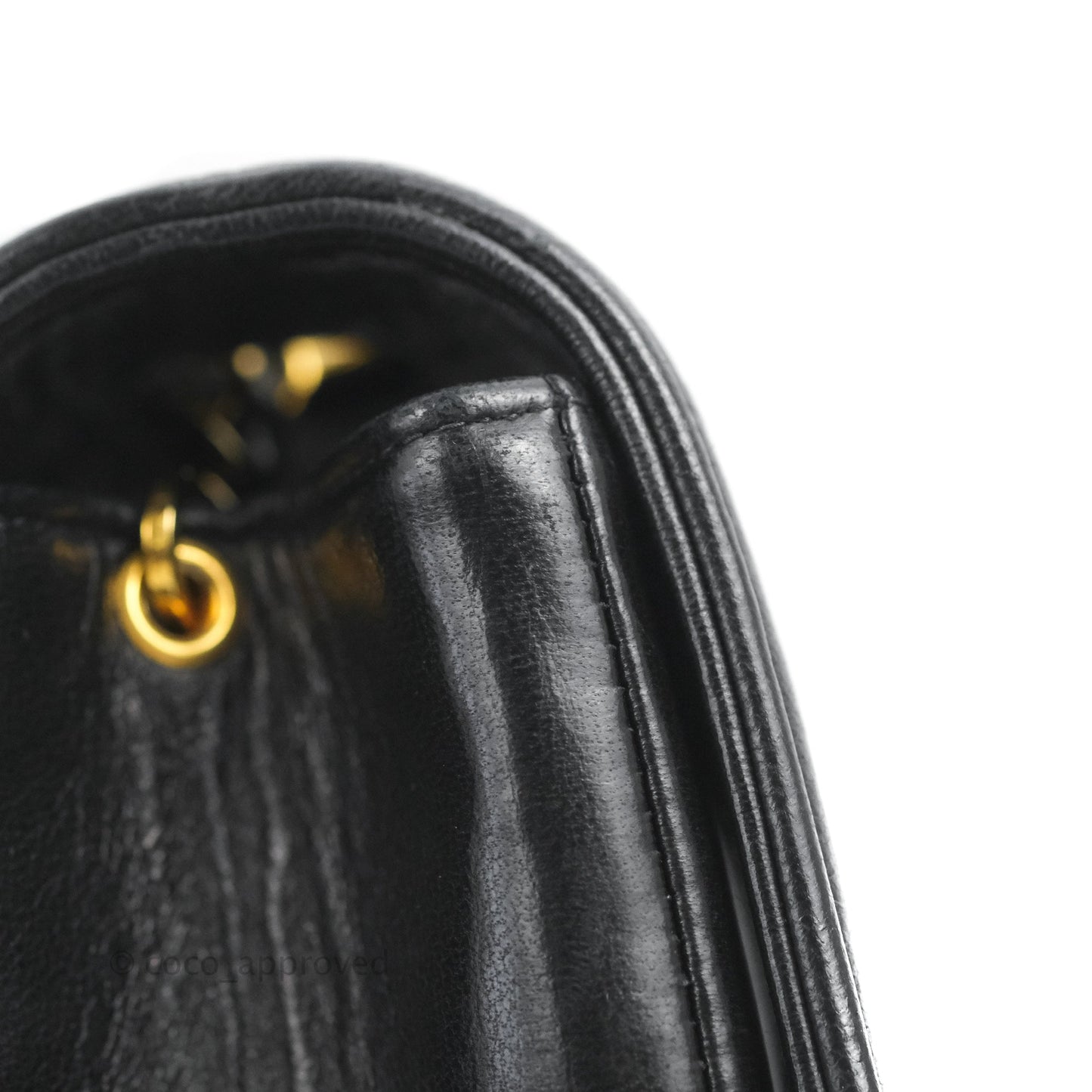 Chanel Vintage Small Quilted Classic Diana Flap Bag Black Lambskin 24K Gold Hardware