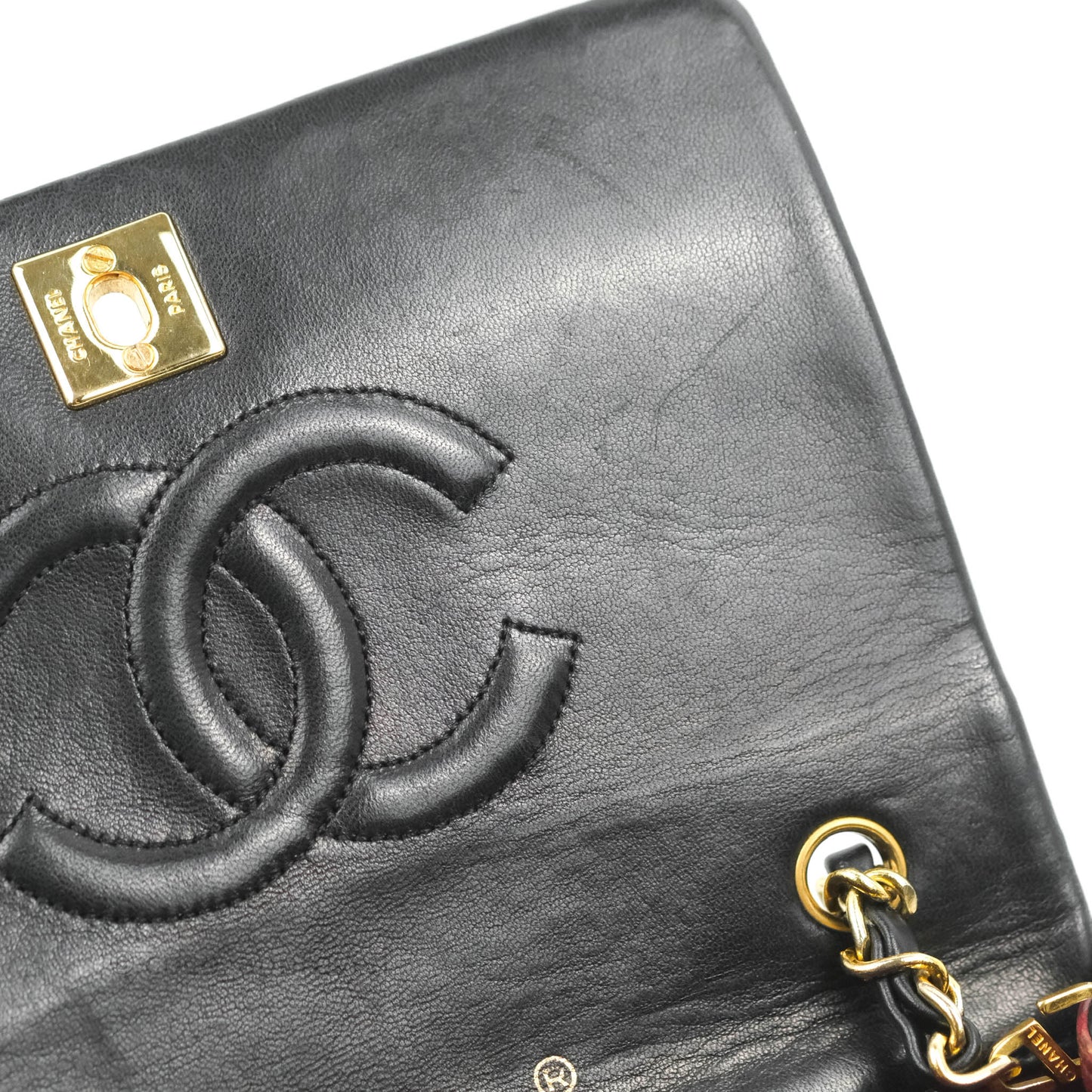 Chanel Vintage Small Single Full Flap Bag Black Lambskin 24K Gold Hardware