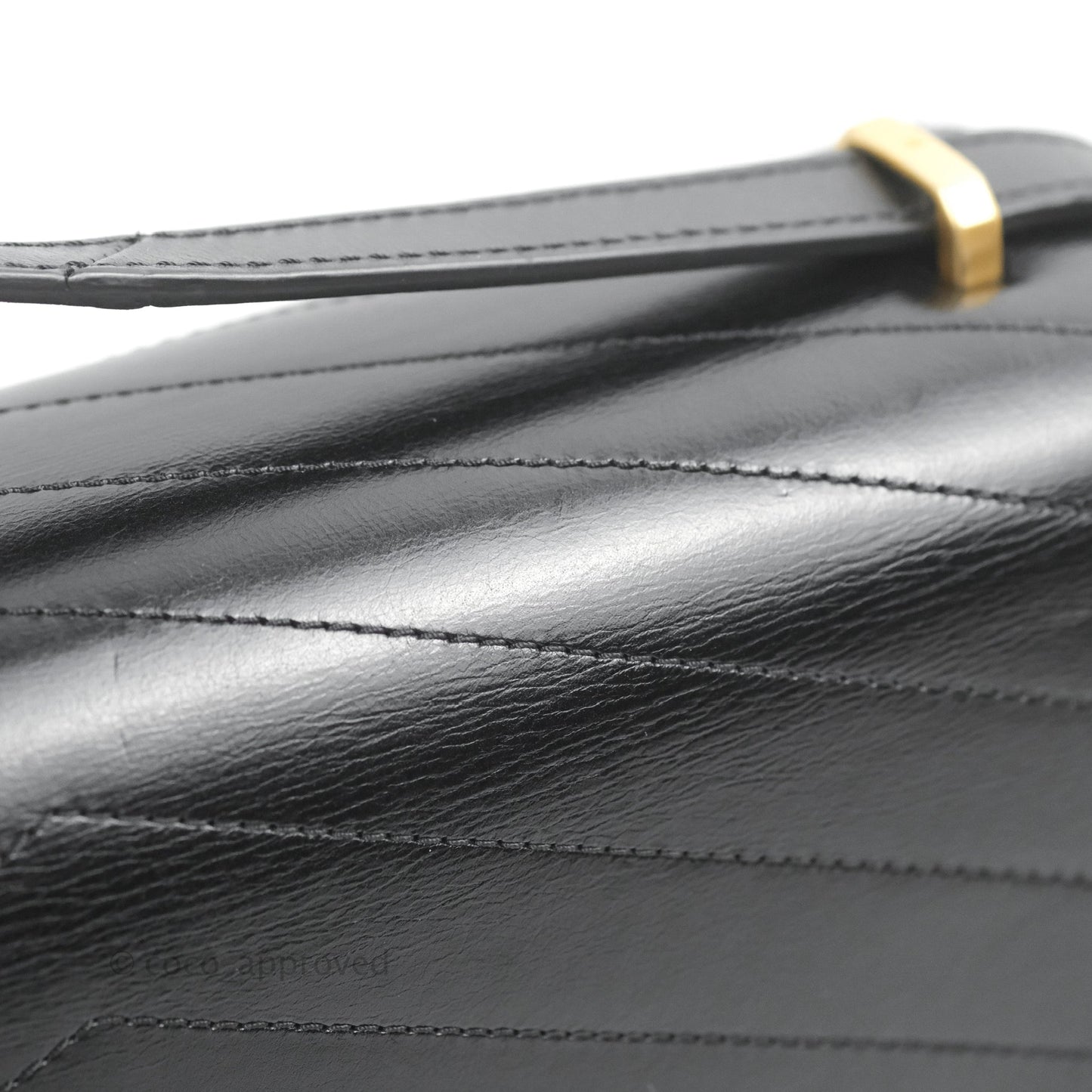 Chanel Medal Envelope Flap Bag Chevron Black Calfskin Aged Gold Hardware
