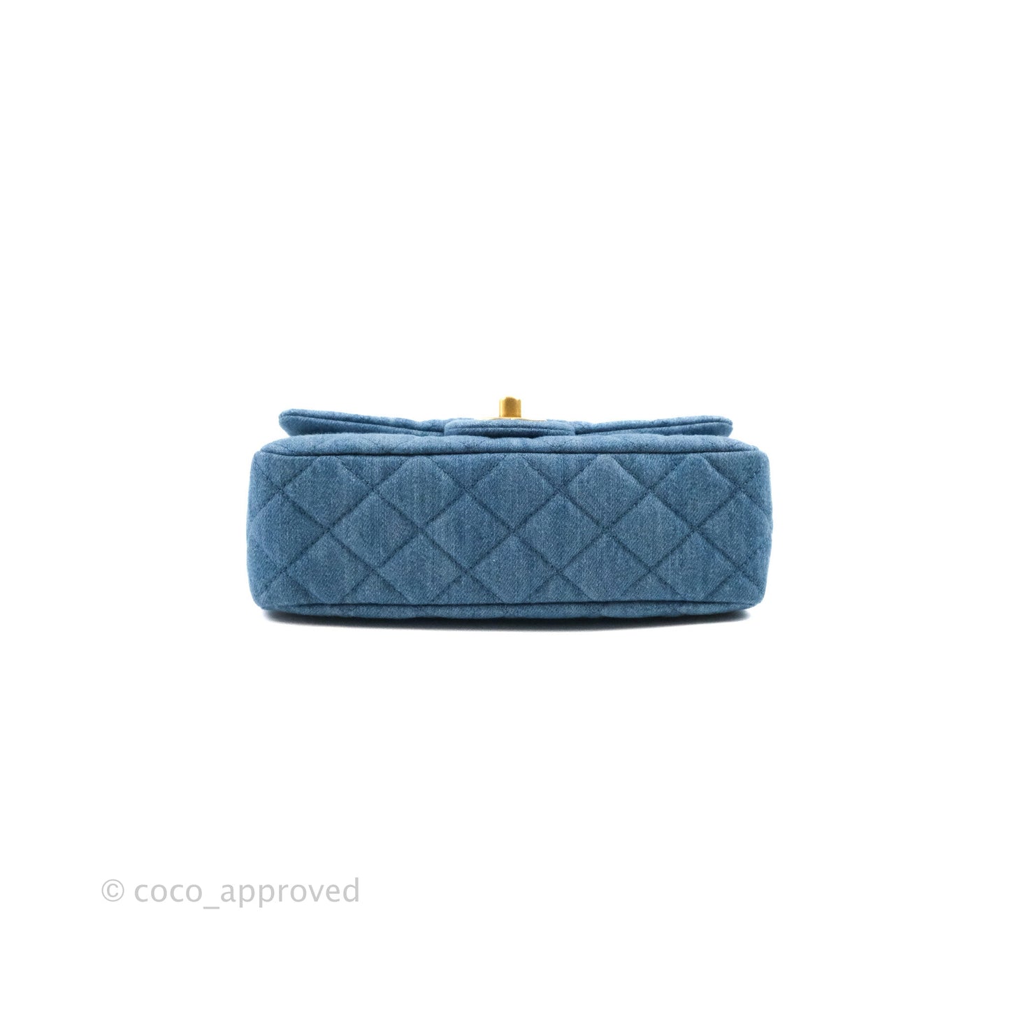 Chanel Mini Rectangular Pearl Crush Quilted Denim Aged Gold Hardware 22C