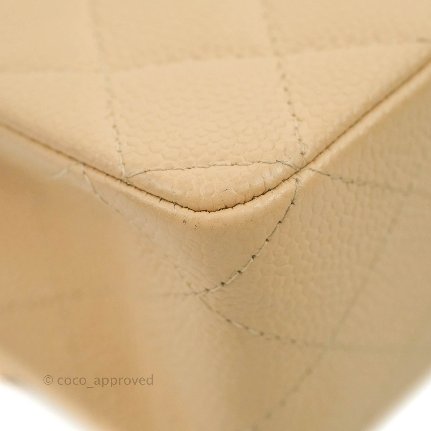 Chanel Classic M/L Medium Flap Quilted Beige Caviar Silver Hardware