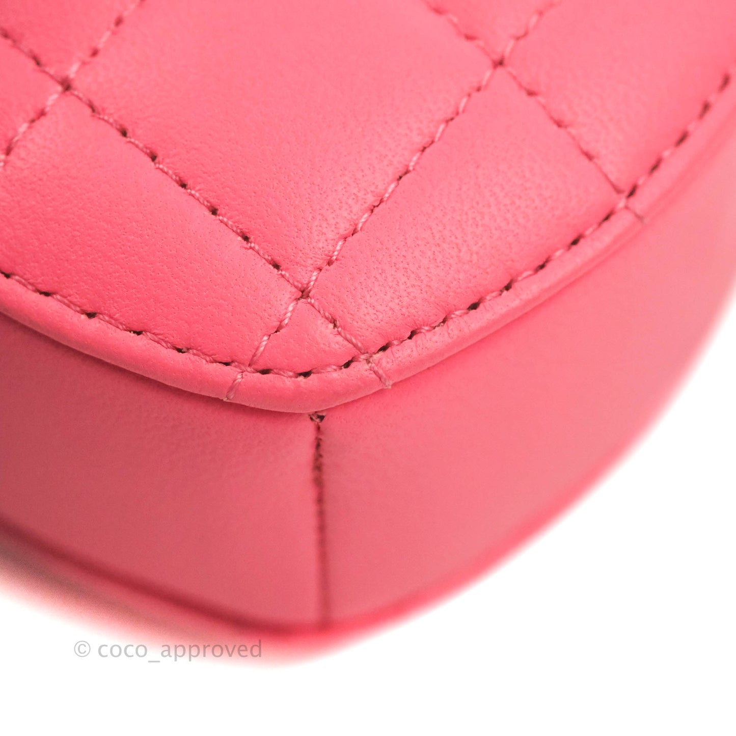 Chanel Small Heart Coin Purse Necklace Pink Lambskin Gold Hardware 22S