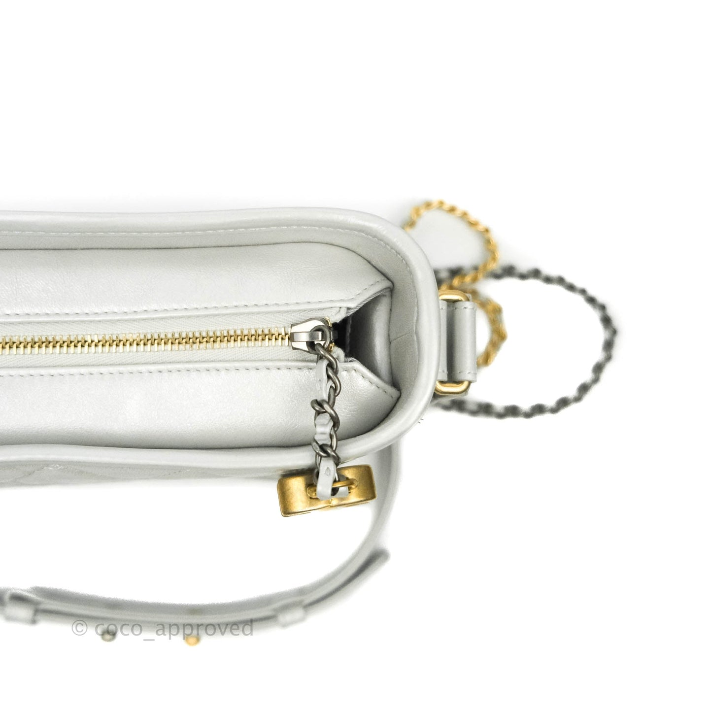 Chanel Small Gabrielle Hobo Bag Metallic Light Silver Aged Calfskin Mixed Hardware 19K