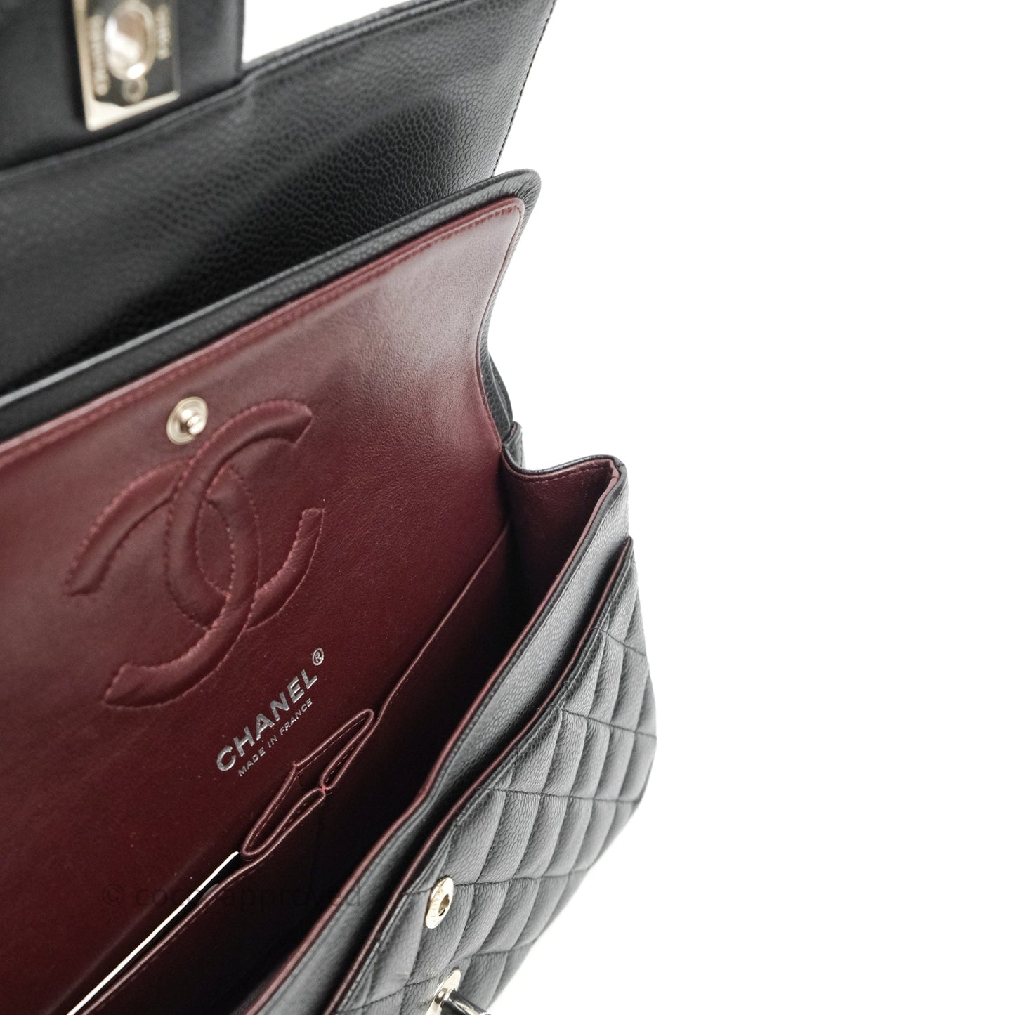 Chanel Classic M/L Medium Flap Quilted Black Caviar Silver Hardware
