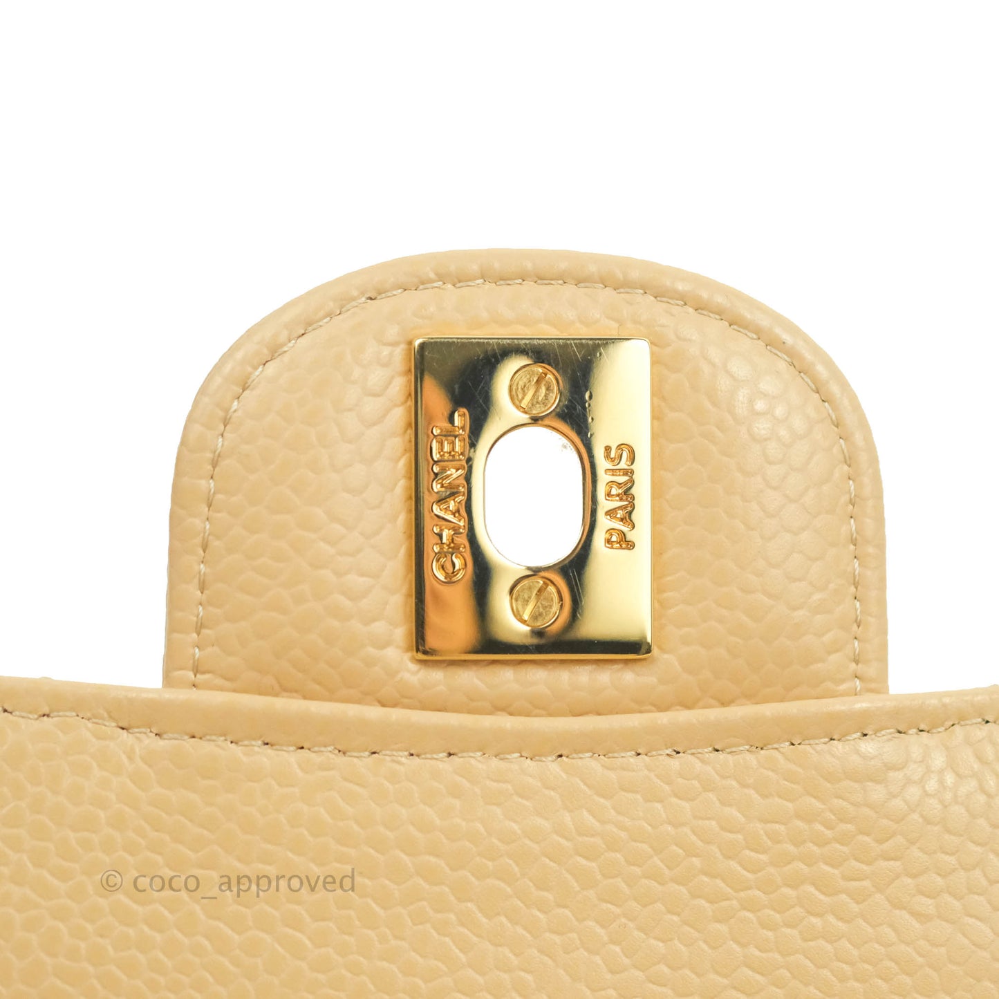 Chanel Quilted Classic M/L Medium Flap Beige Caviar Gold Hardware