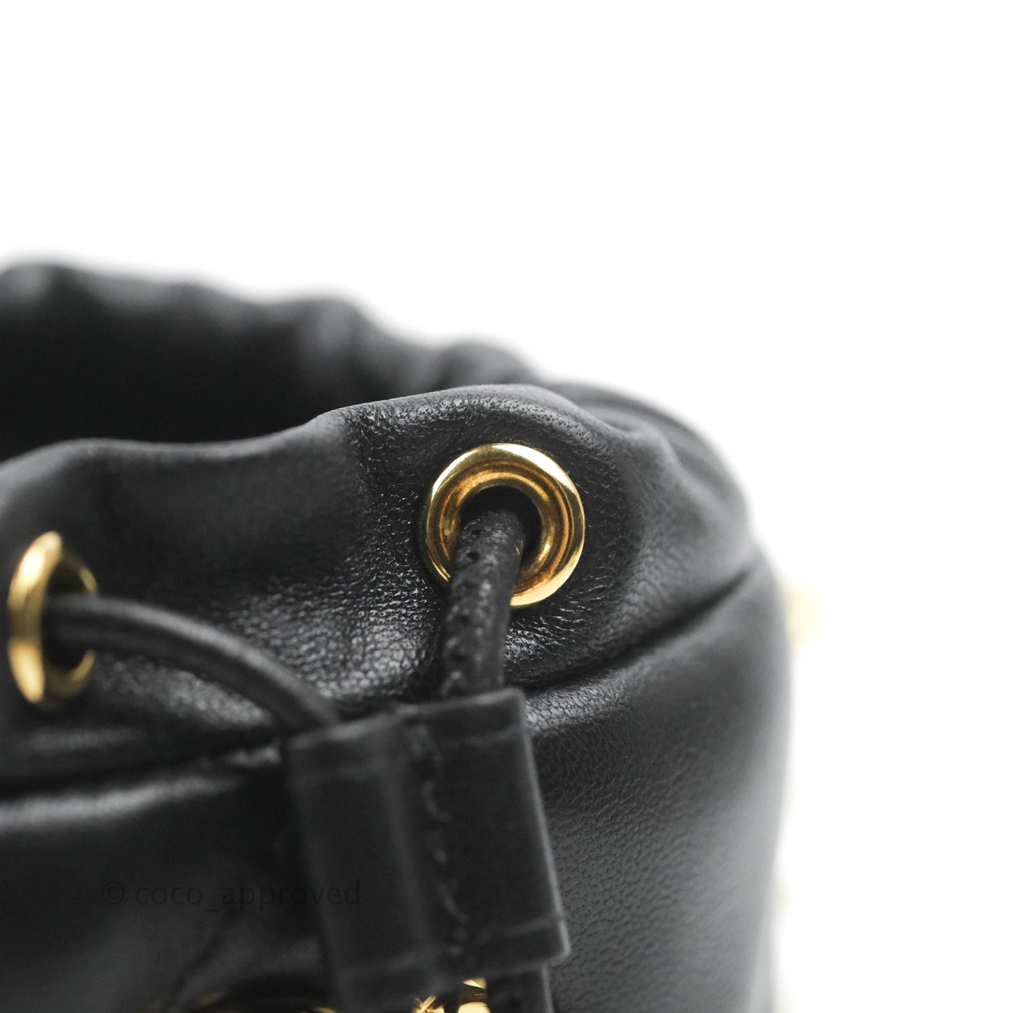 Chanel Mini Bucket Bag with Fluffy Chain Black Lambskin Gold Hardware