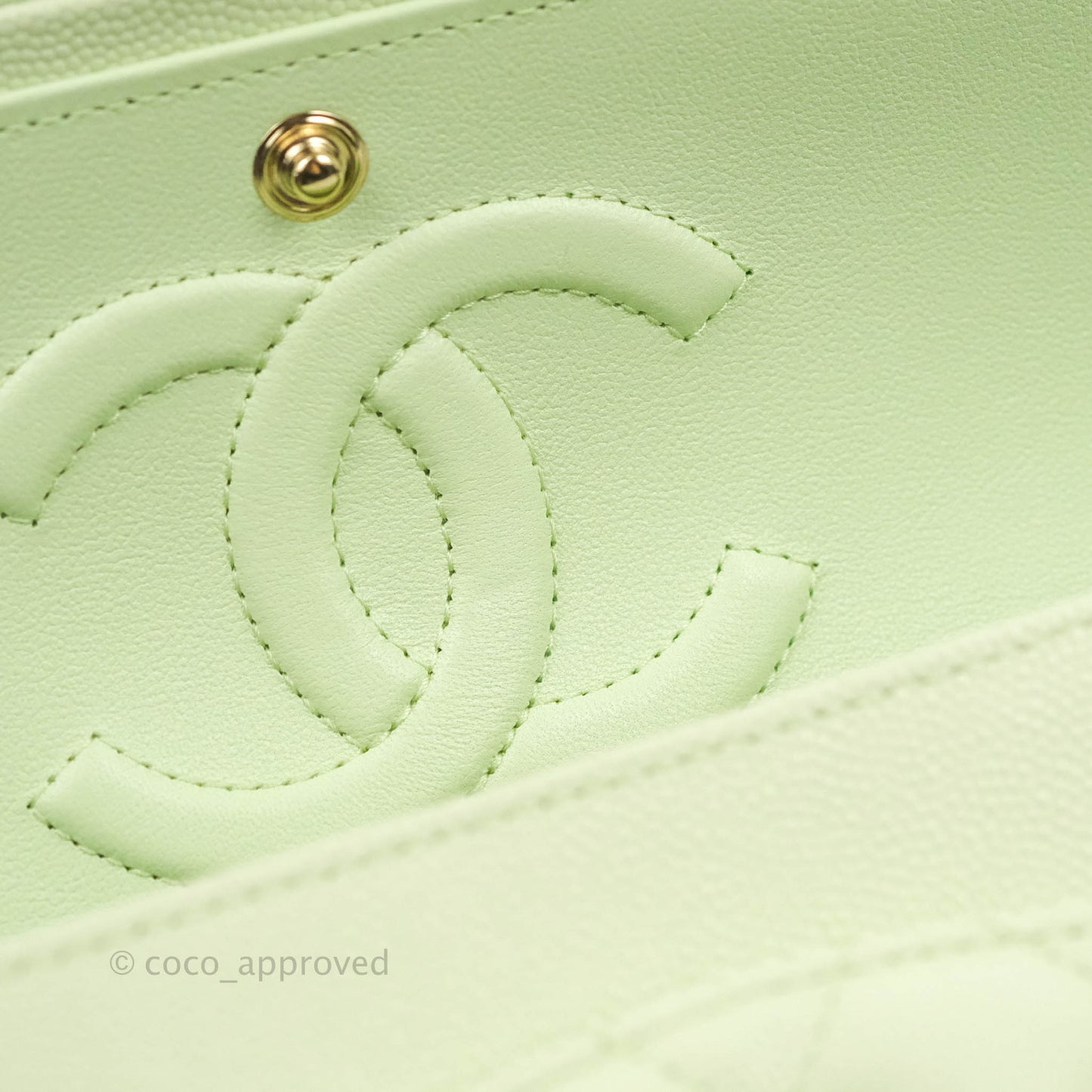 Chanel Classic M/L Medium Flap Quilted Avocado Green Caviar Gold Hardware