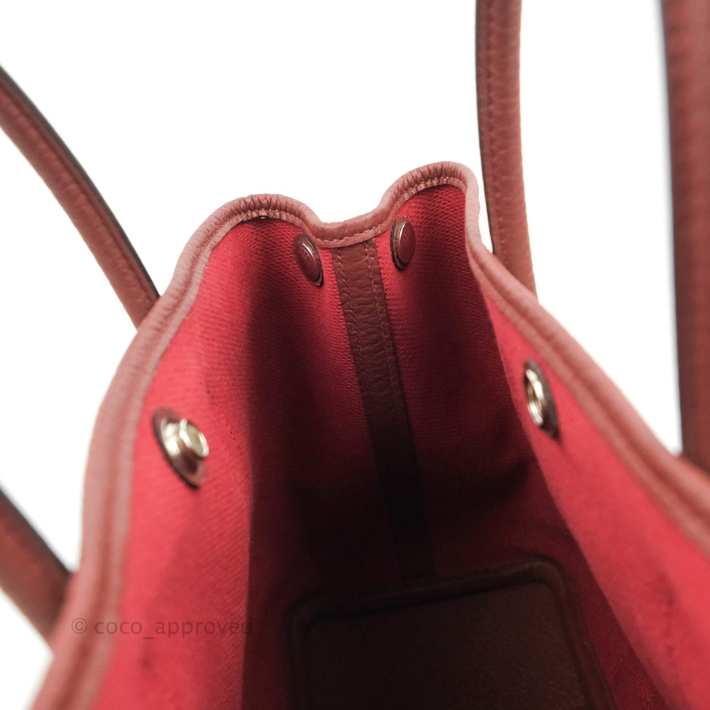 Hermès Garden Party 30 Canvas Framboise Rouge Sellier With Twilly