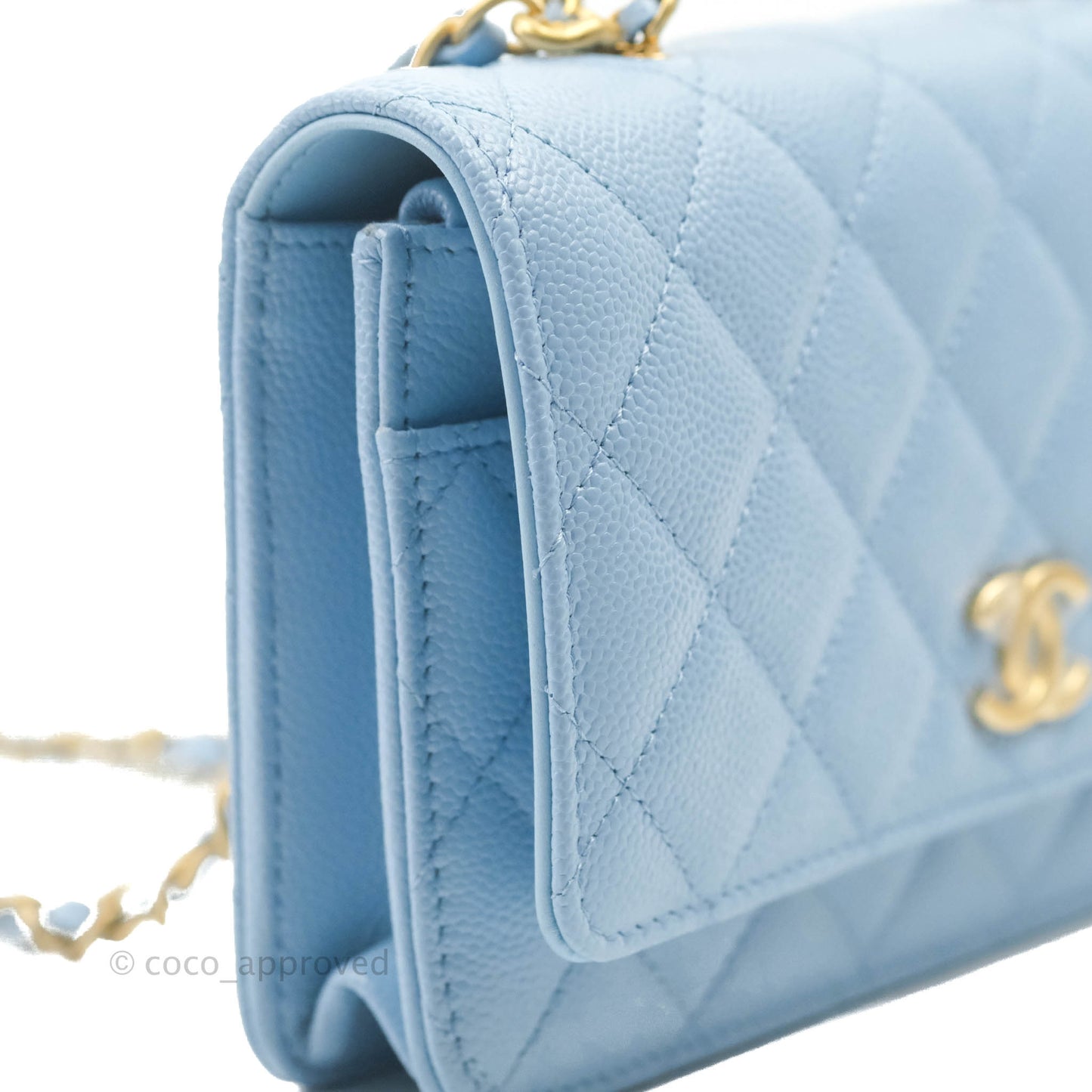 Chanel Top Handle Pick Me Up Wallet On Chain WOC Blue Caviar Gold Hardware 22S