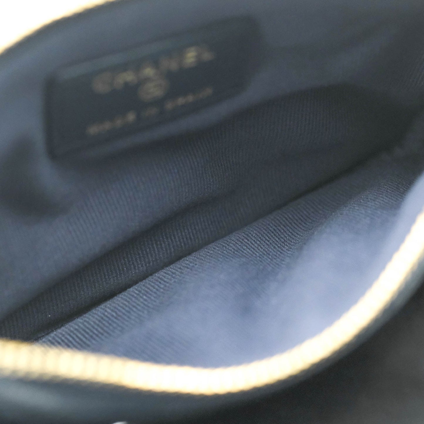 Chanel Mini Quilted O Case Navy Caviar Gold Hardware