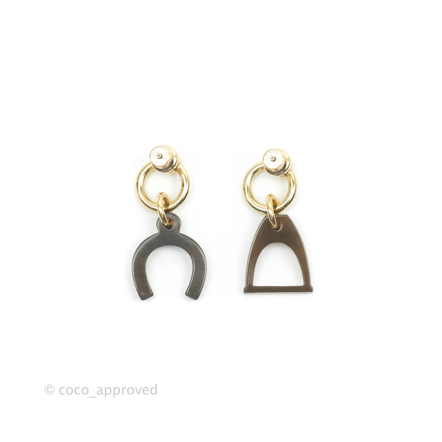 Hermès Amulette Equestre Earrings Gold Tone