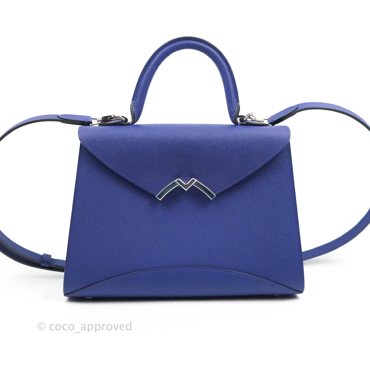 Moynat Gabrielle PM Bag Blue Calfskin Silver Hardware