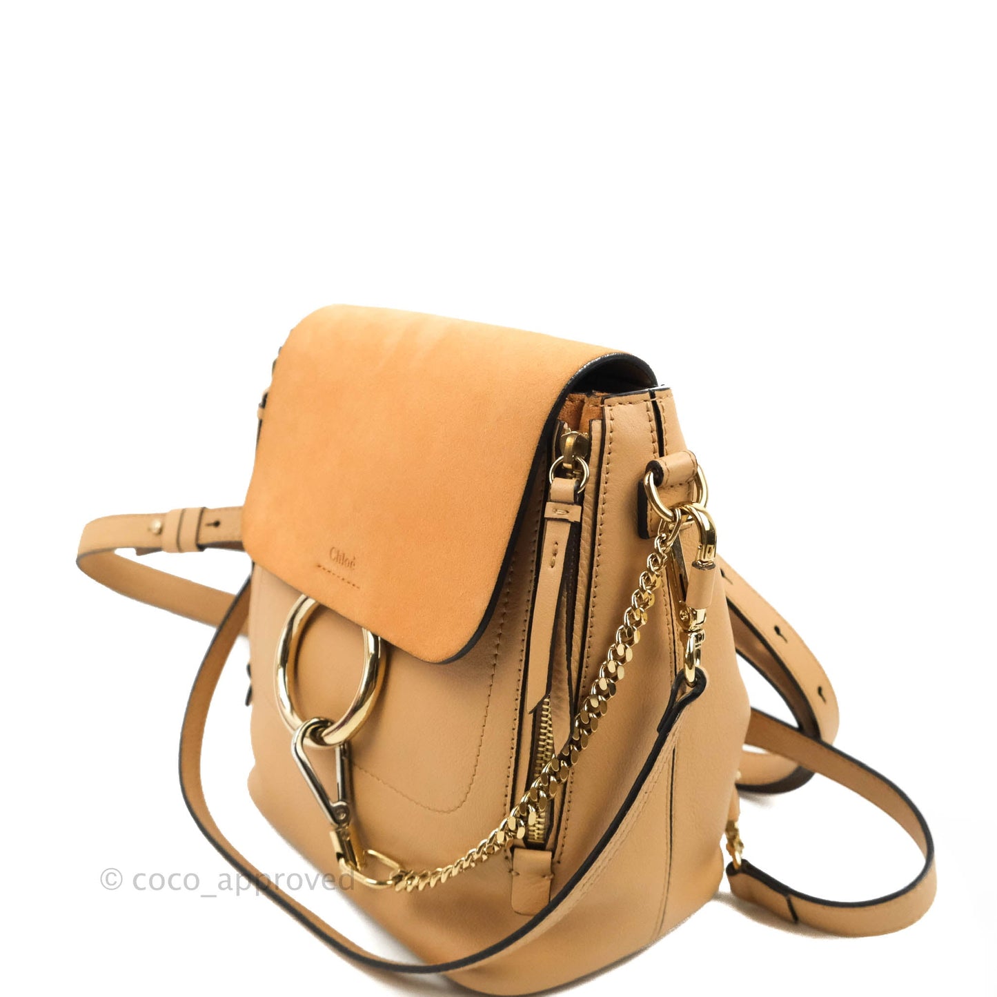 Chloe Small Faye Backpack Suede Calfskin Gold Hardware Blush Nude