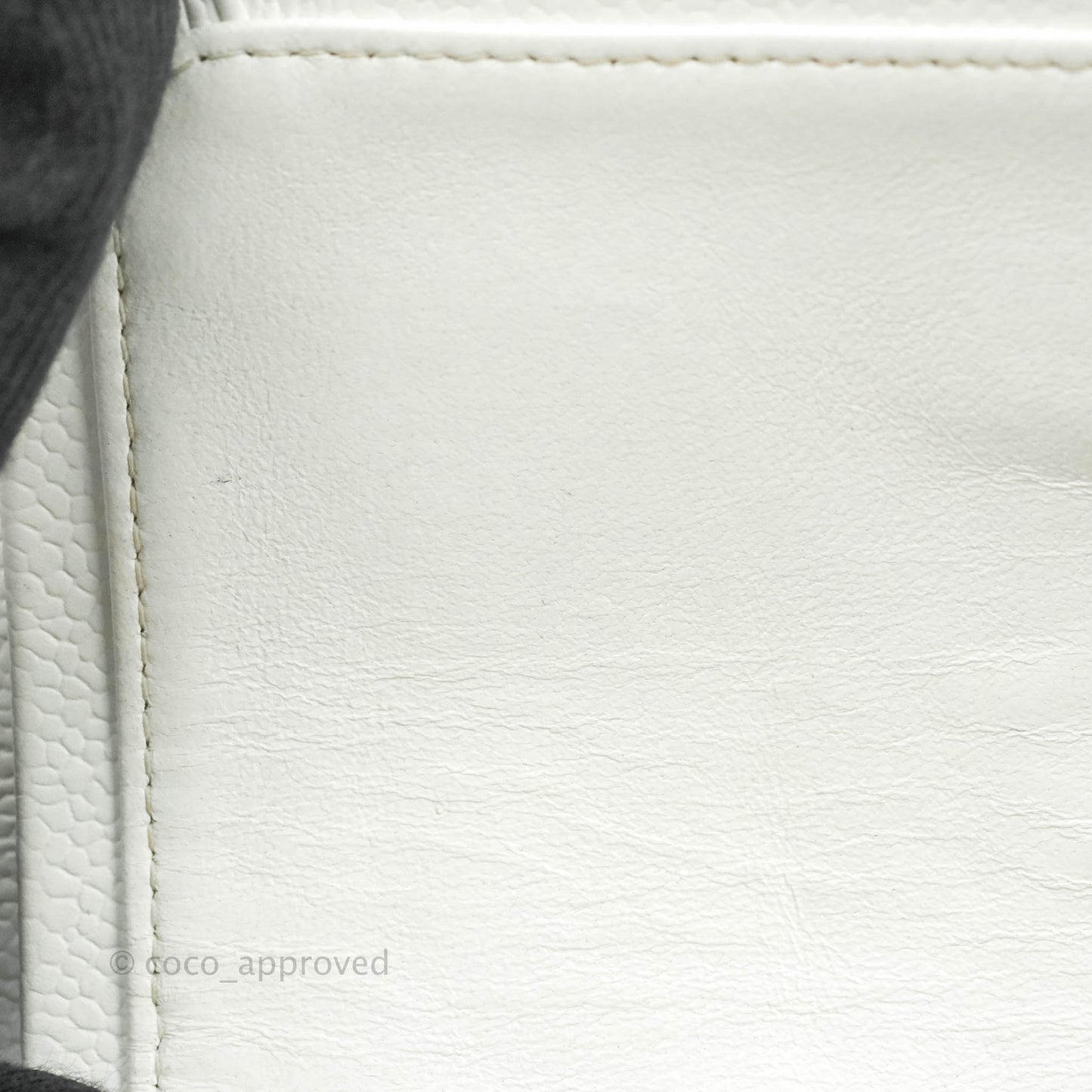 Chanel Classic M/L Medium Double Flap White Caviar Silver Hardware