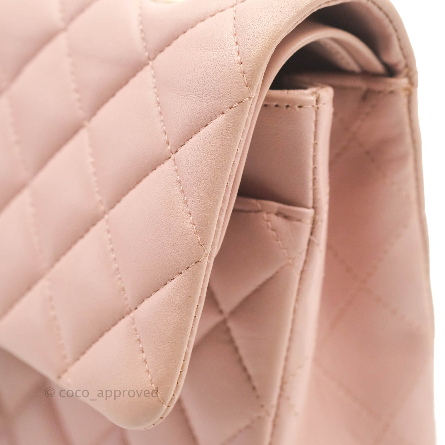 Chanel Classic M/L Medium Flap Quilted Light Pink Lambskin Matte Gold Hardware