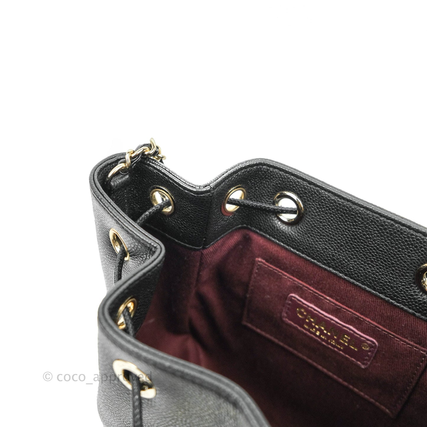 Chanel Business Affinity Drawstring Bucket Bag Black Caviar Gold Hardware 21P