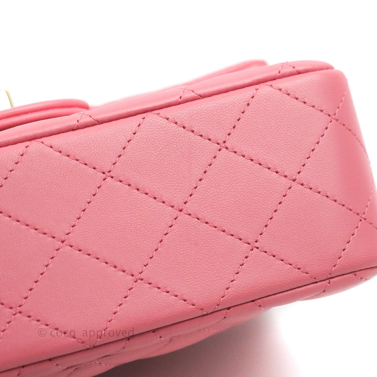 Chanel Top Handle Mini Rectangular Flap Bag Pink Lambskin Gold Hardware With Twilly