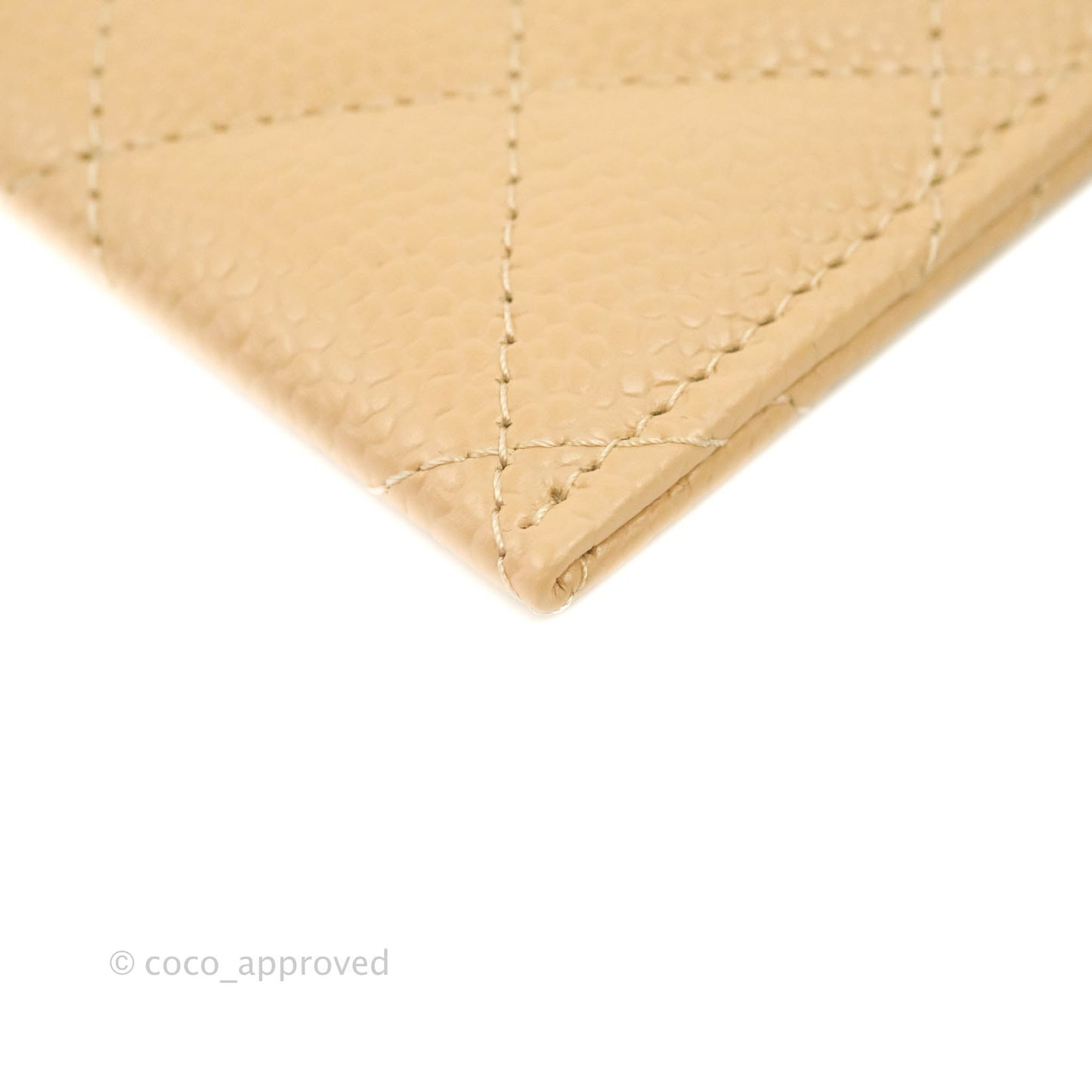 Chanel Classic Flat Card Holder Beige Caviar Gold Hardware