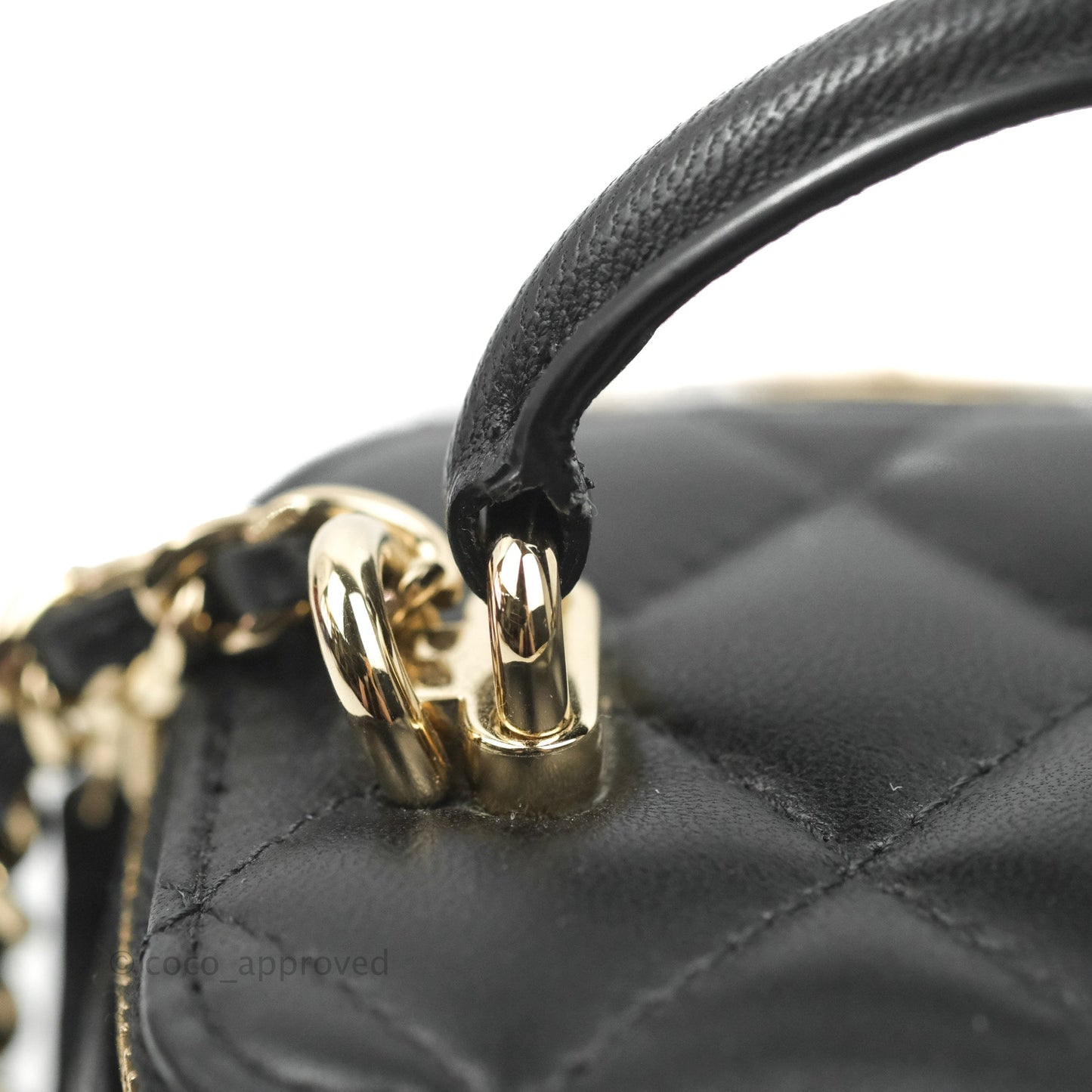 Chanel Mini Top Handle Vanity With Chain Black Lambskin Gold Hardware