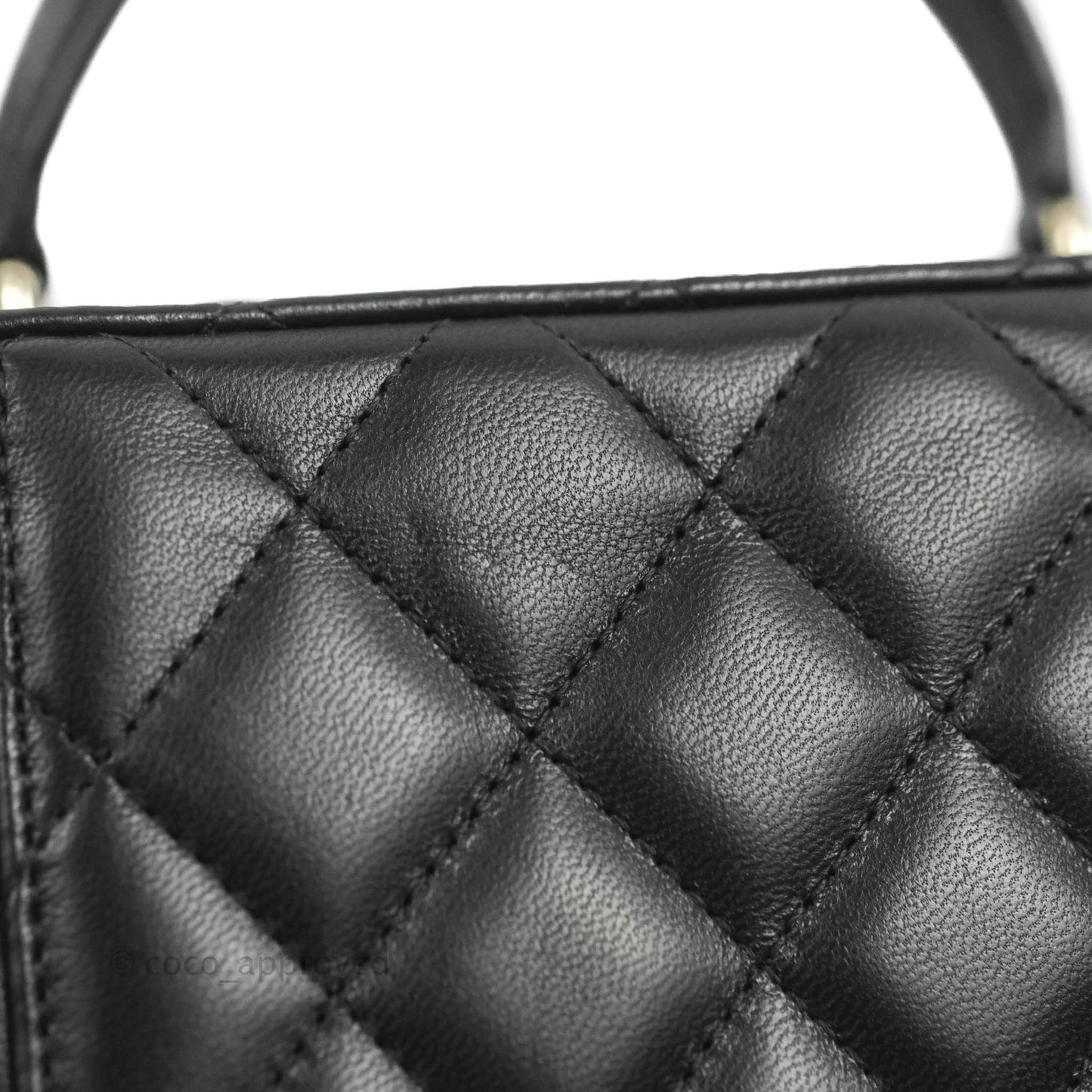 Chanel Vanity Rectangular Top Handle Black Lambskin Gold Hardware