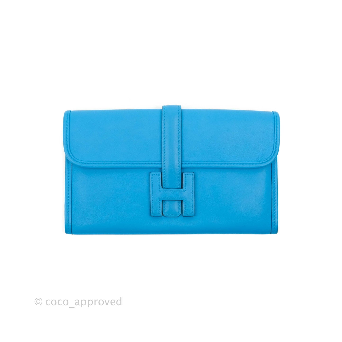 Hermès Jige Duo Wallet Bleu Zanzibar Swift