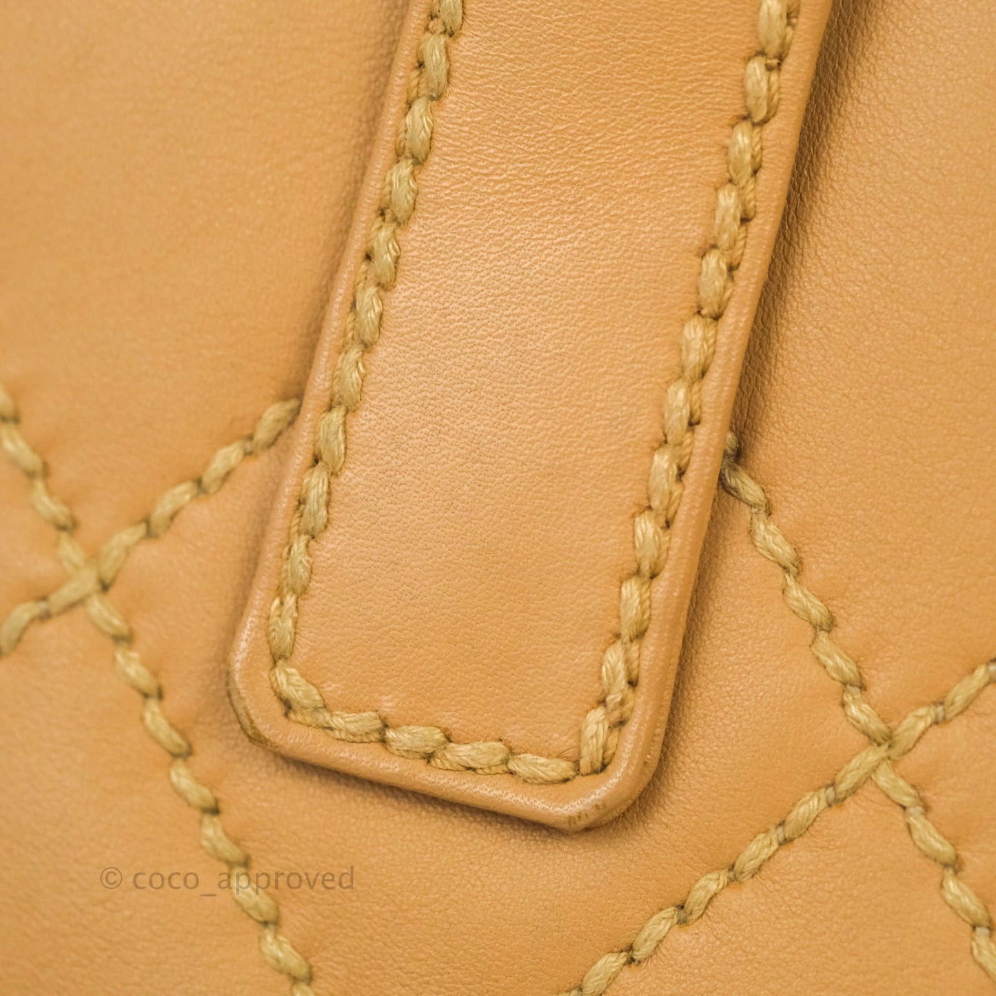 Chanel Vintage Quilted CC Tote Bag Beige Calfskin Gold Hardware